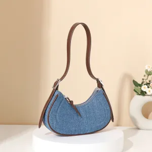 Denim Crescent Handbag Shoulder Bag