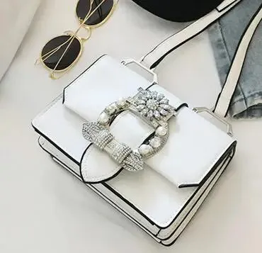 Diamond Lock Shoulder Bags - Leather Handbags