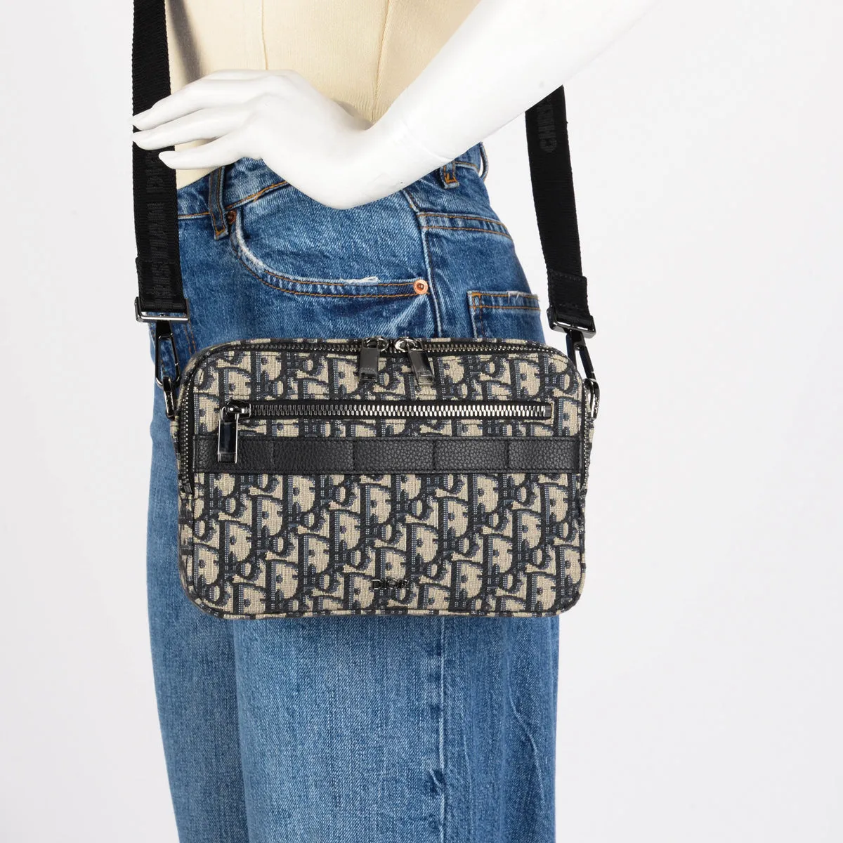 Dior Navy Oblique Jacquard Safari Bag