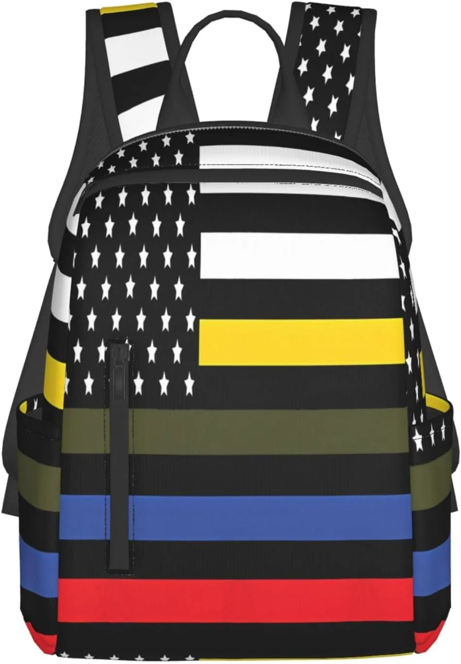 Dispatch Police Military Fire Flag Casual Backpacks Laptop Backpack Outdoor Travel Rucksack Sport Carry-On Daypack Lightweight Bag with Multi-Pockets