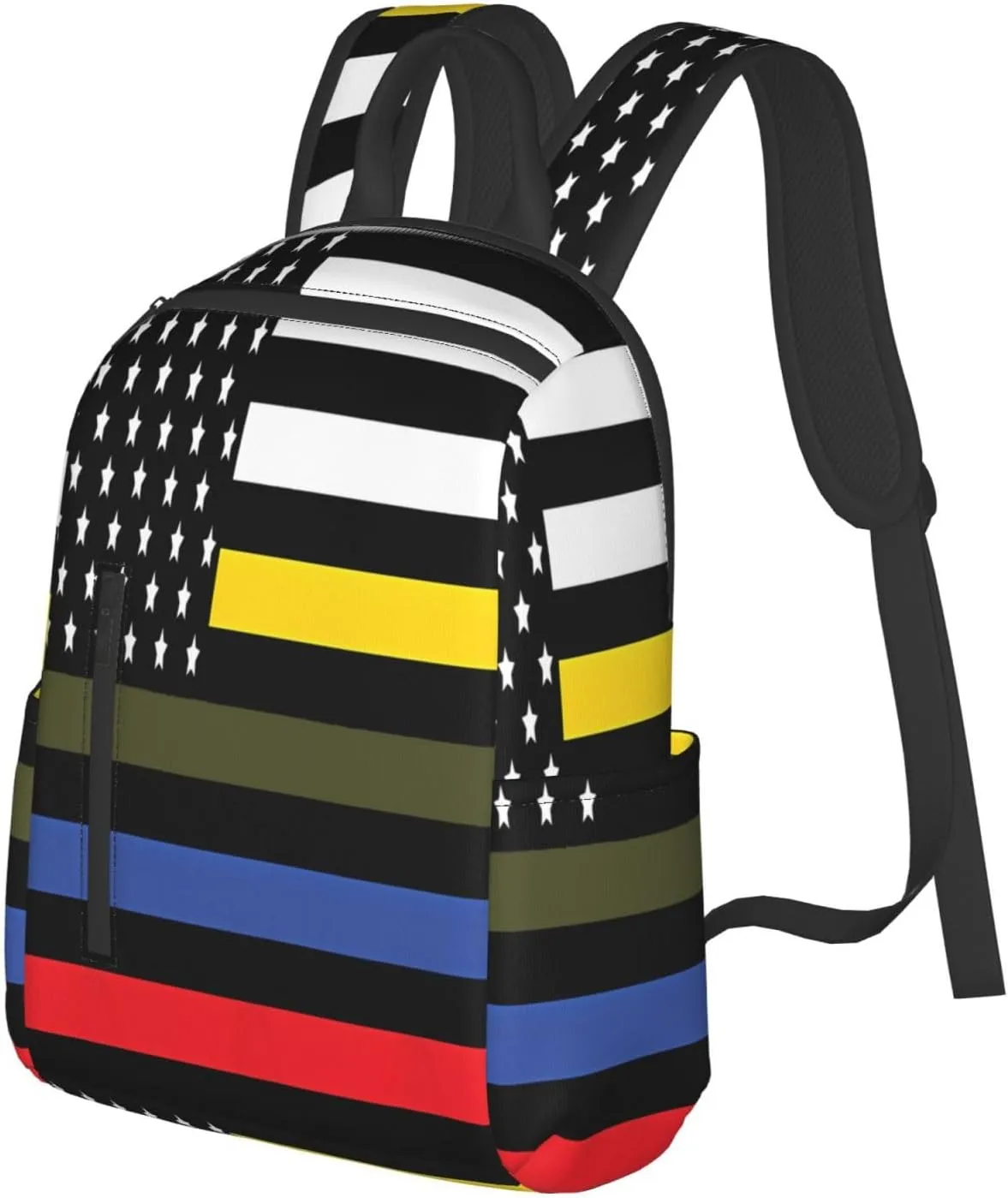 Dispatch Police Military Fire Flag Casual Backpacks Laptop Backpack Outdoor Travel Rucksack Sport Carry-On Daypack Lightweight Bag with Multi-Pockets