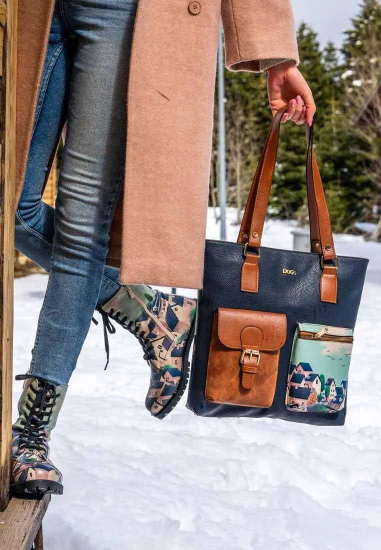 DOGO Vegan Women's Shoulder Bags Handmade Shoulder Bags and Handbag Multi Pocket Bag