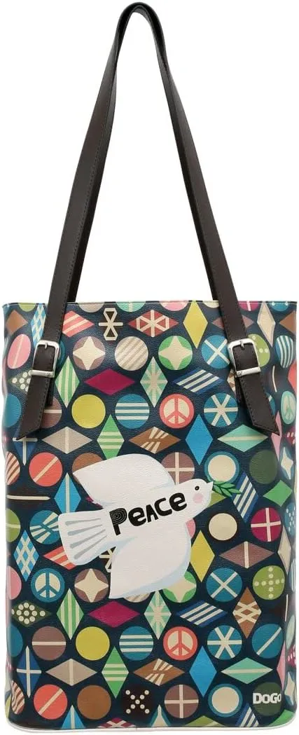 DOGO Vegan Women's Shoulder Bags Shoulder Bags Tall Bag - Peace, multicoloured