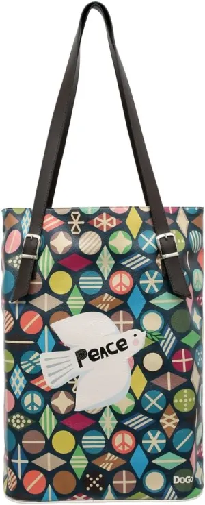 DOGO Vegan Women's Shoulder Bags Shoulder Bags Tall Bag - Peace, multicoloured