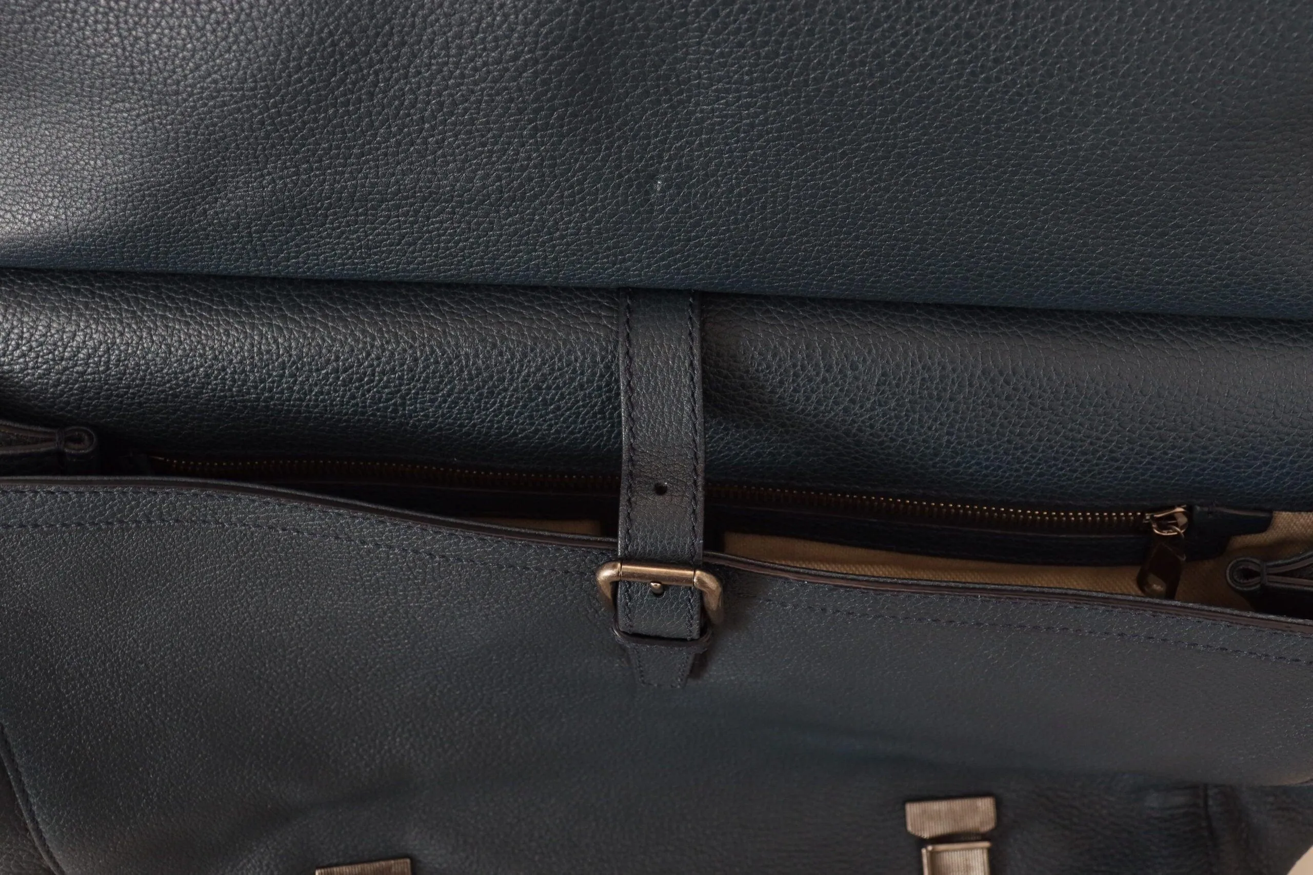 Dolce & Gabbana Blue Leather Logo Plaque Men Travel Work Bag