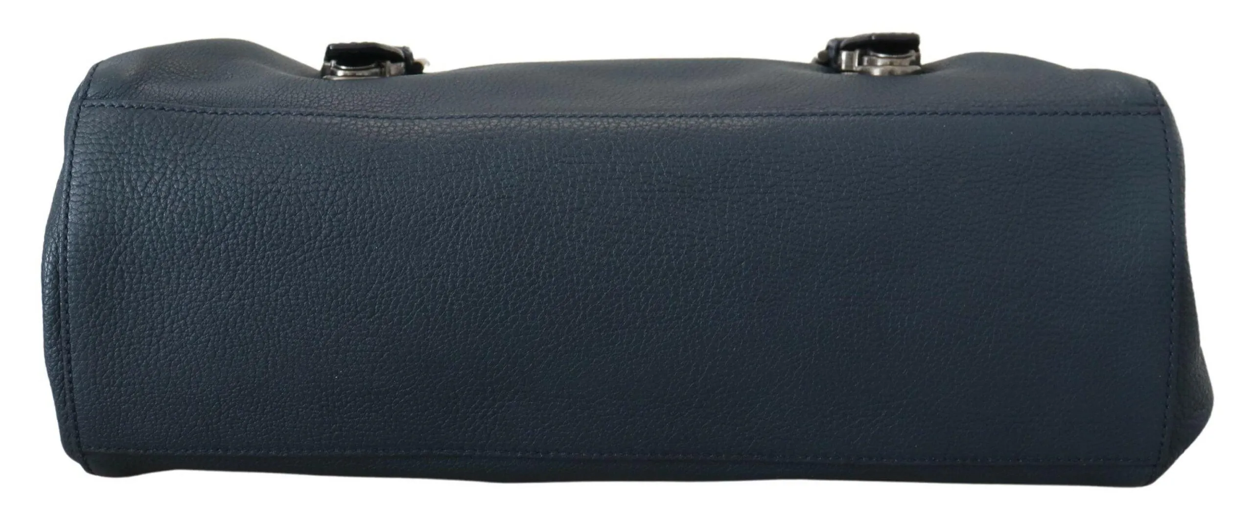 Dolce & Gabbana Blue Leather Logo Plaque Men Travel Work Bag