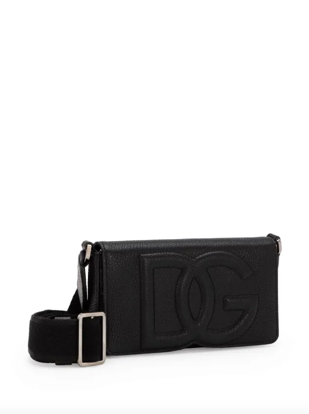 Dolce & Gabbana logo-embossed leather messenger bag