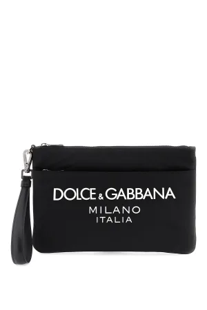 Dolce & gabbana nylon pouch with rubberized logo