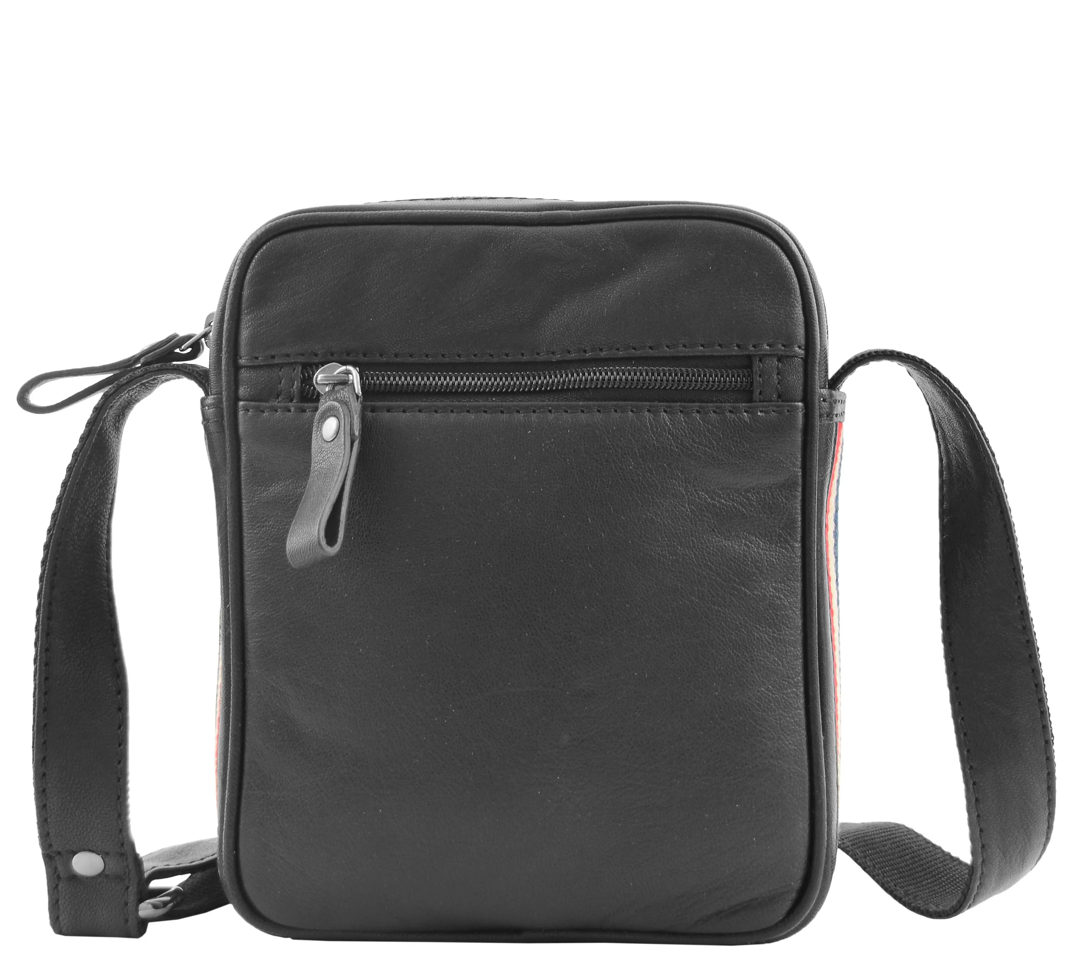DR338 Men's Leather Cross Body Small Flight Bag Black
