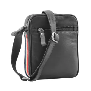 DR338 Men's Leather Cross Body Small Flight Bag Black