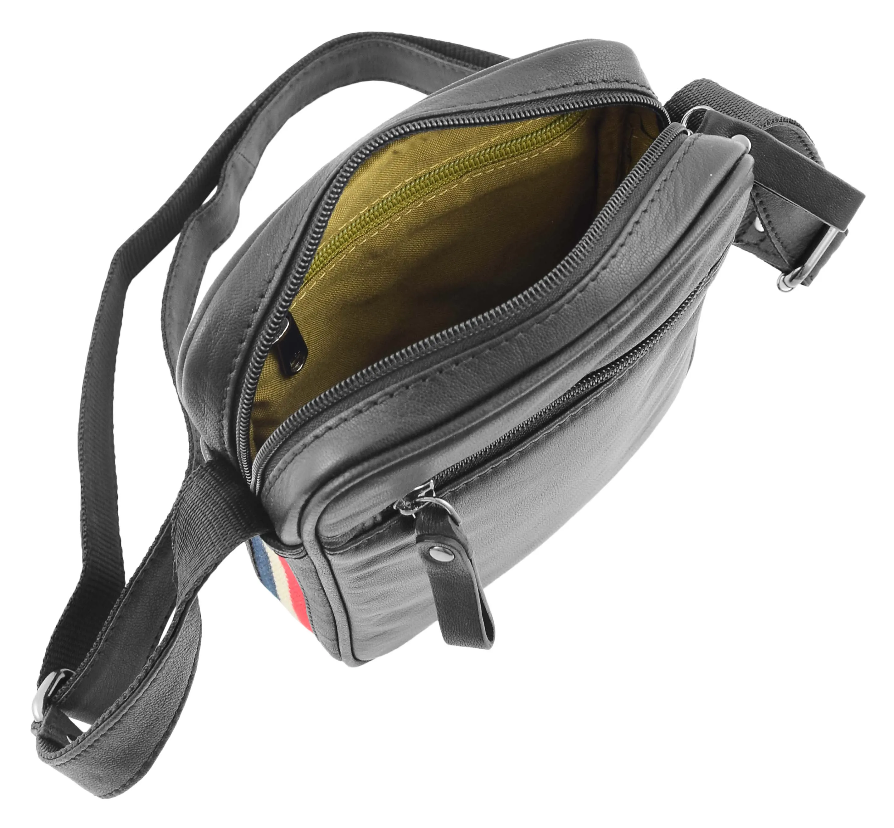 DR338 Men's Leather Cross Body Small Flight Bag Black