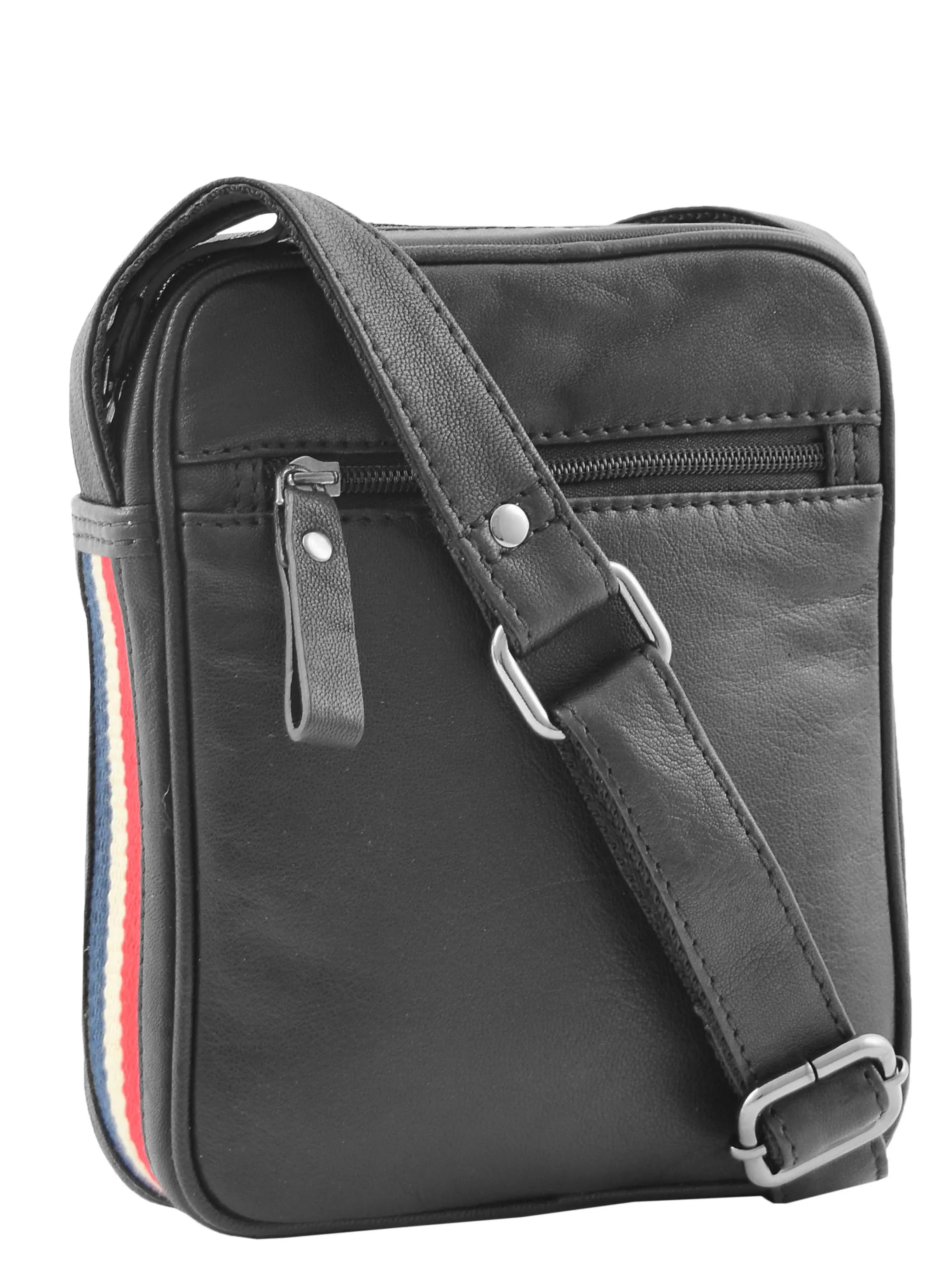 DR338 Men's Leather Cross Body Small Flight Bag Black