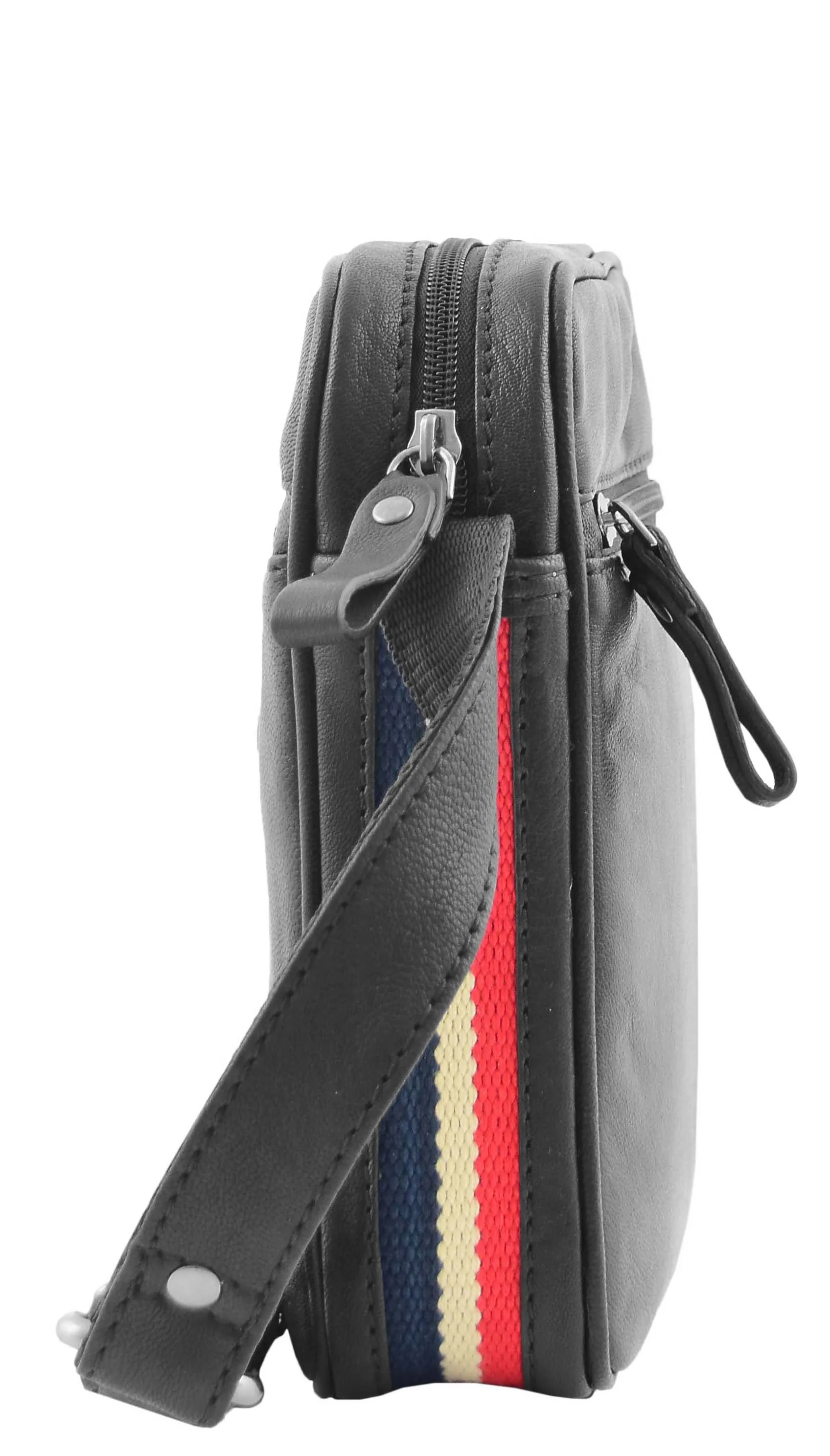 DR338 Men's Leather Cross Body Small Flight Bag Black