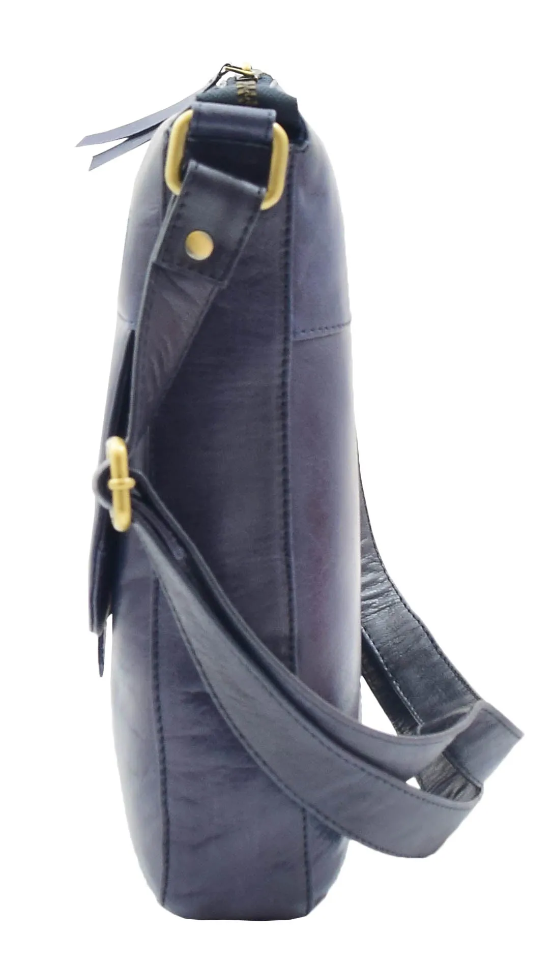 DR344 Women's Leather Cross Body Messenger Bag Navy