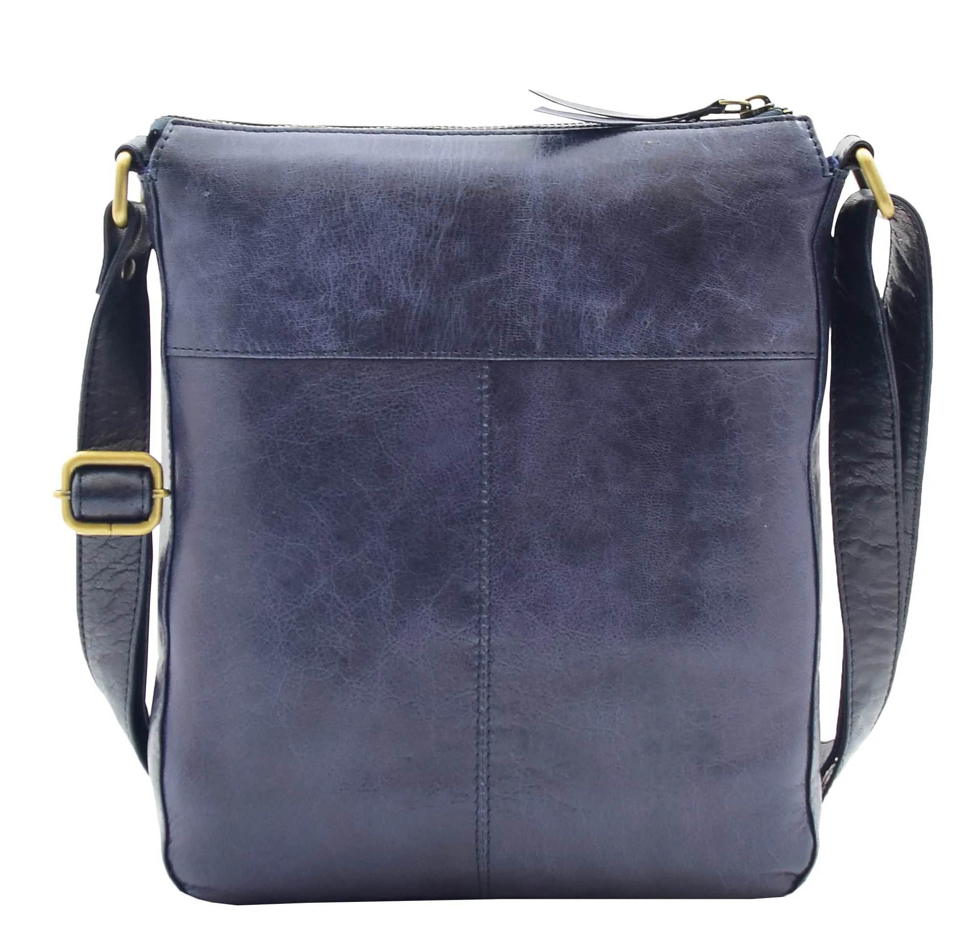 DR344 Women's Leather Cross Body Messenger Bag Navy
