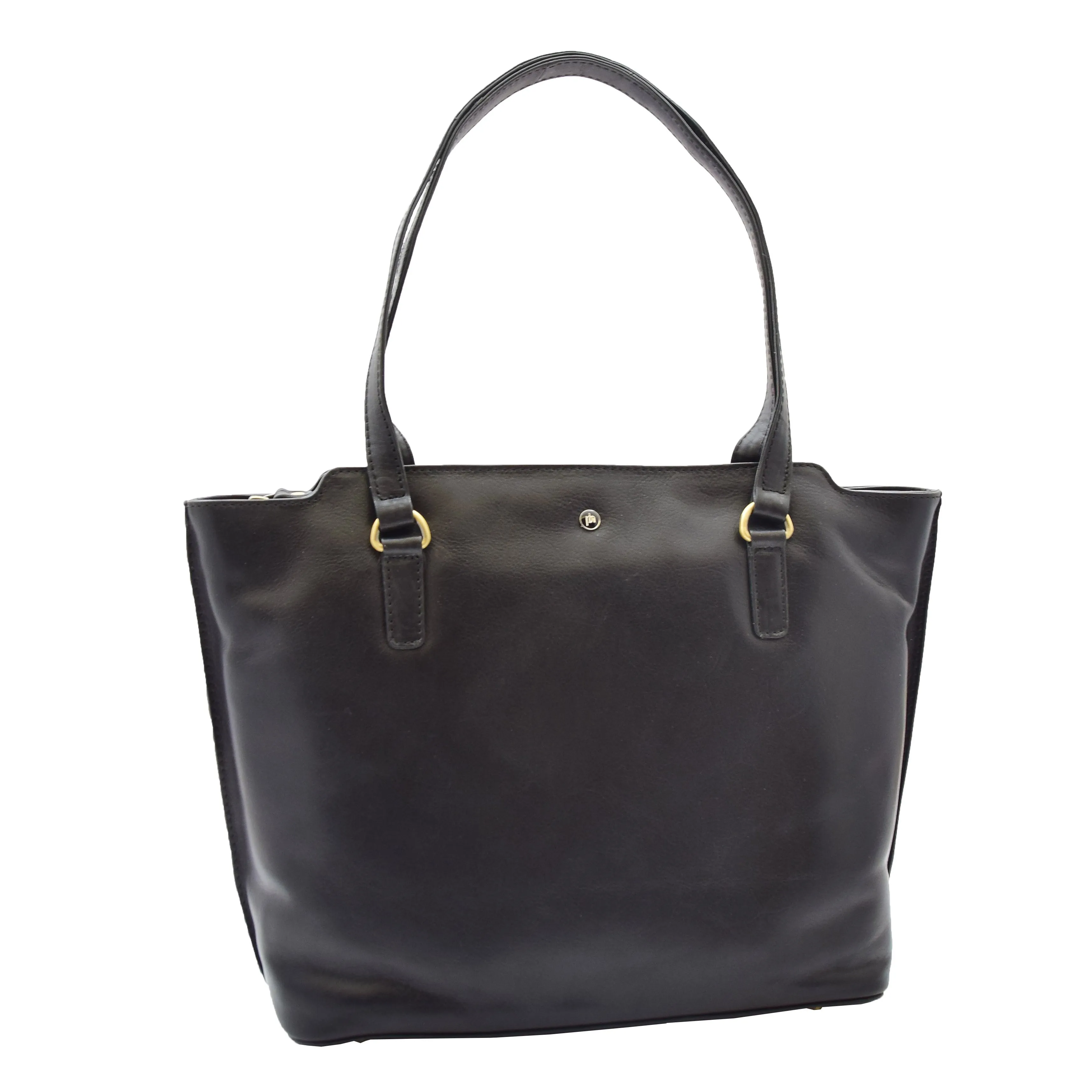 DR357 Women's Large Casual Real Leather Shoulder Handbag Black
