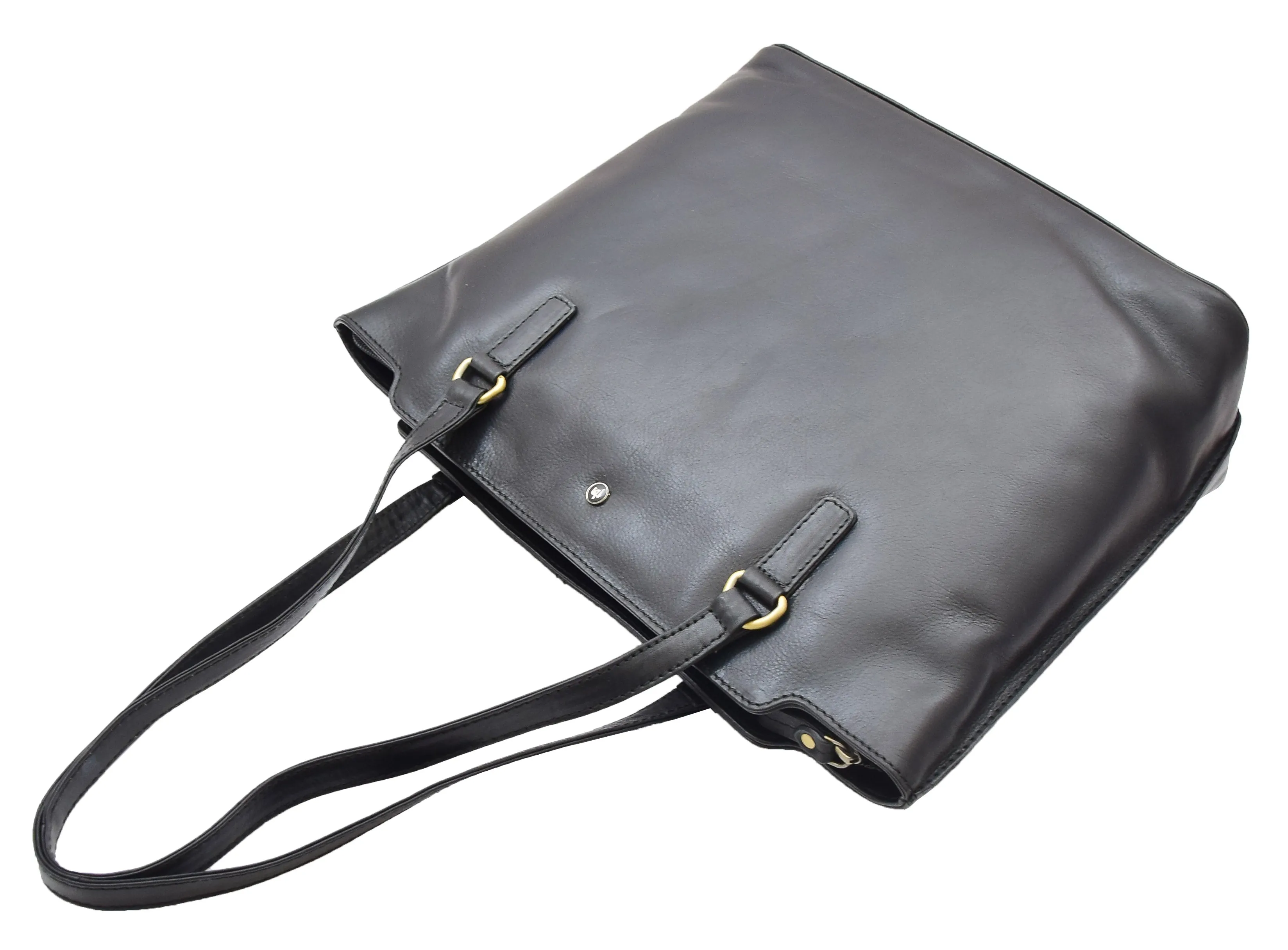 DR357 Women's Large Casual Real Leather Shoulder Handbag Black