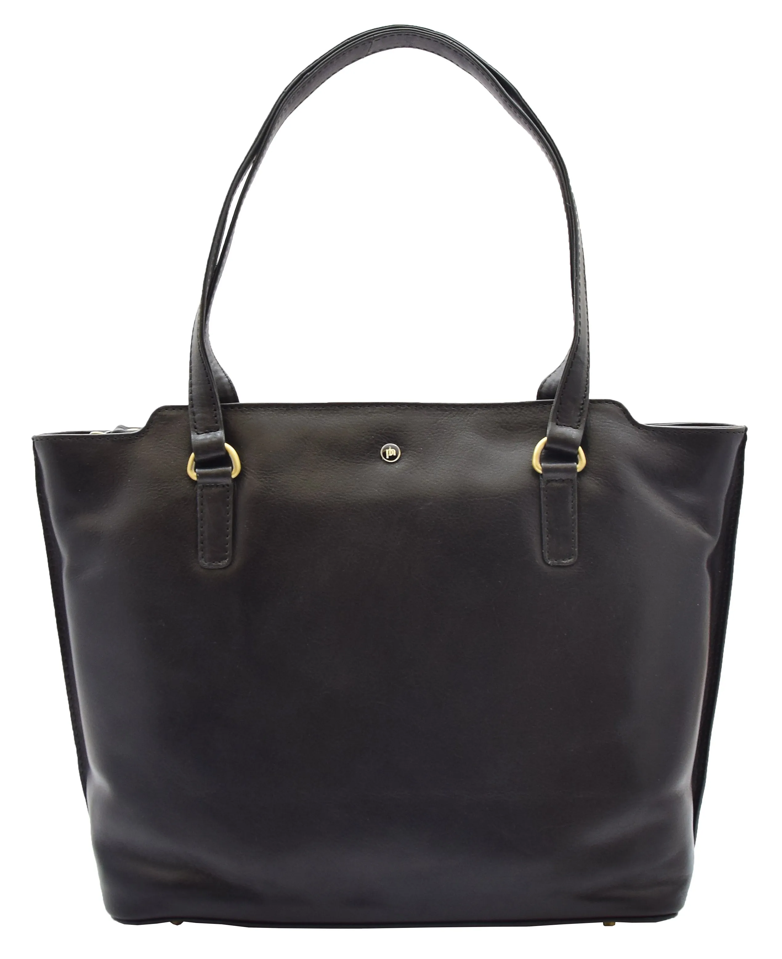 DR357 Women's Large Casual Real Leather Shoulder Handbag Black