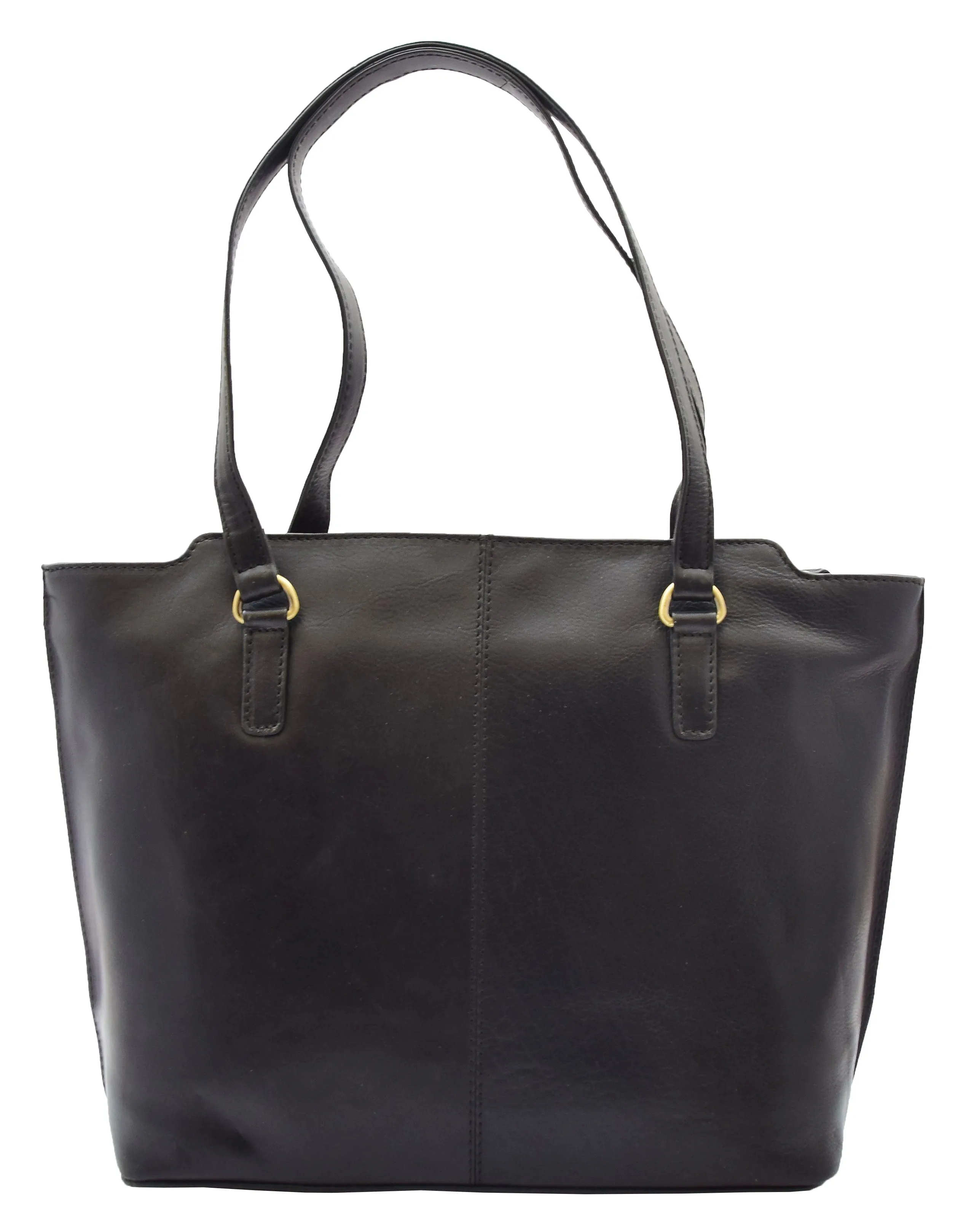 DR357 Women's Large Casual Real Leather Shoulder Handbag Black