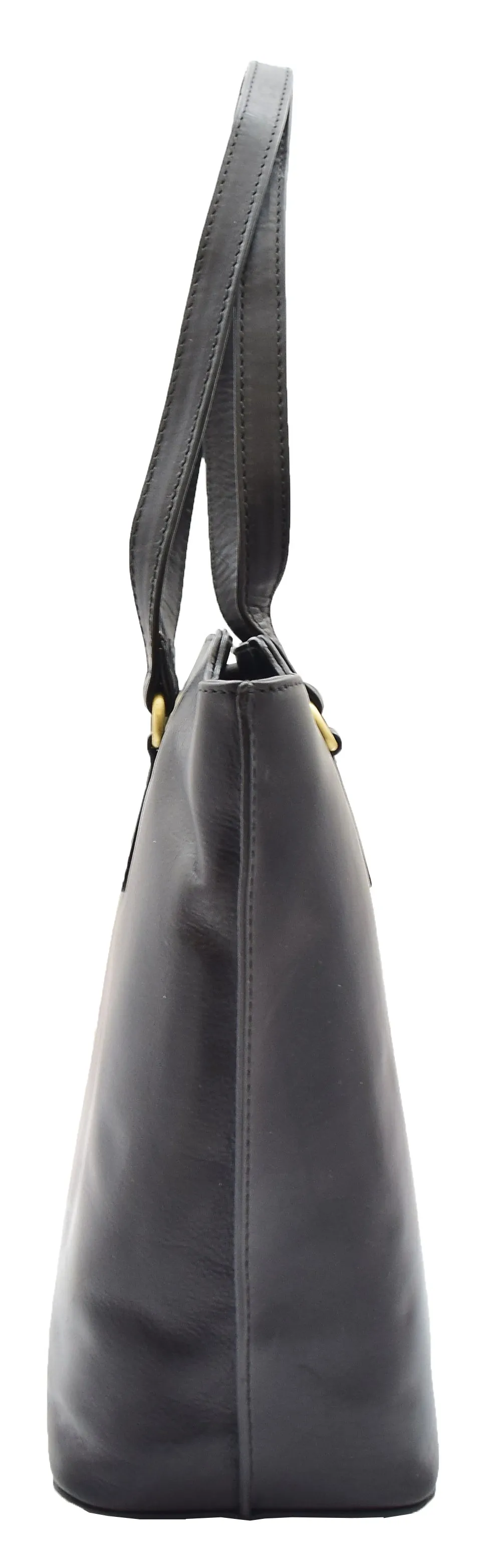 DR357 Women's Large Casual Real Leather Shoulder Handbag Black