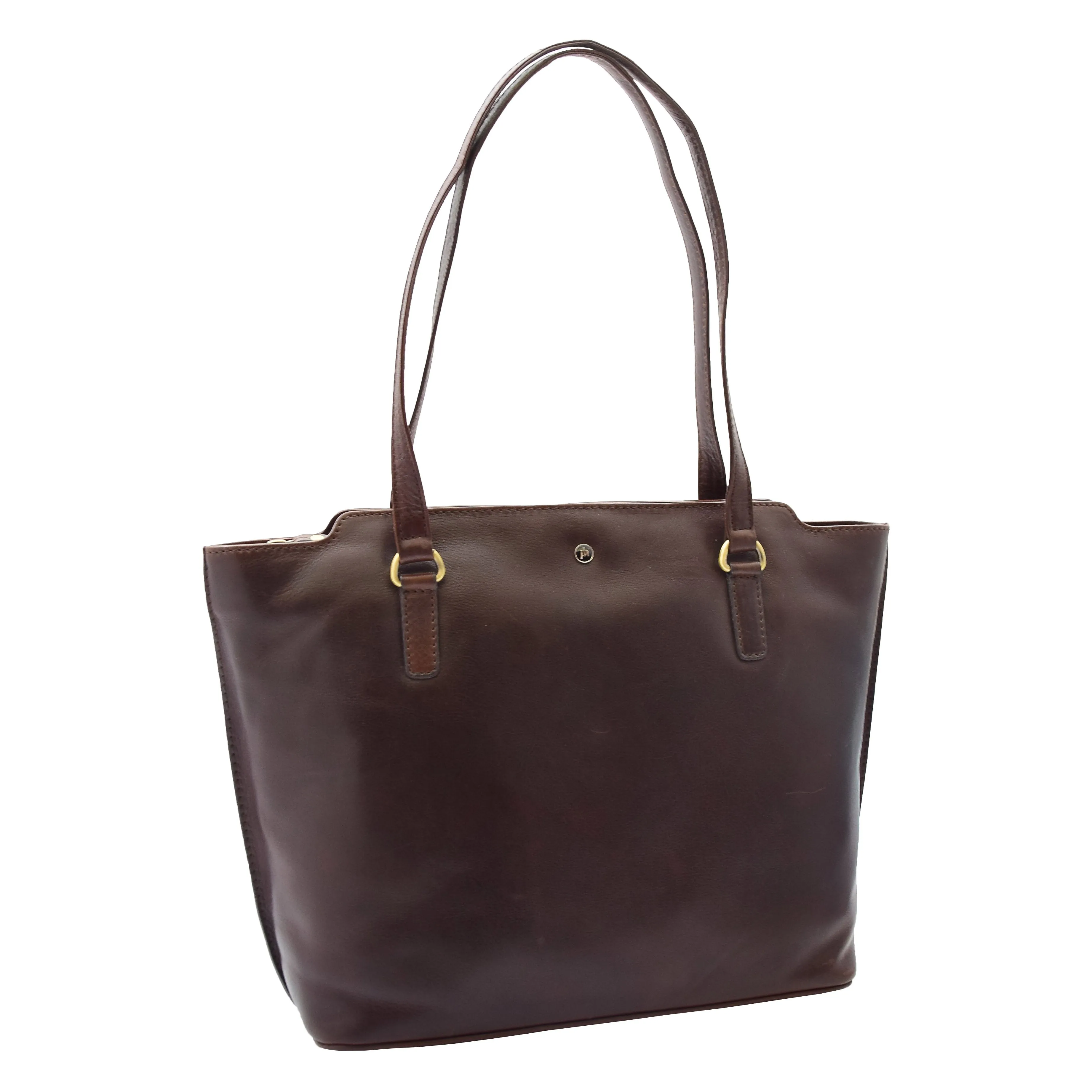 DR357 Women's Large Casual Real Leather Shoulder Handbag Brown