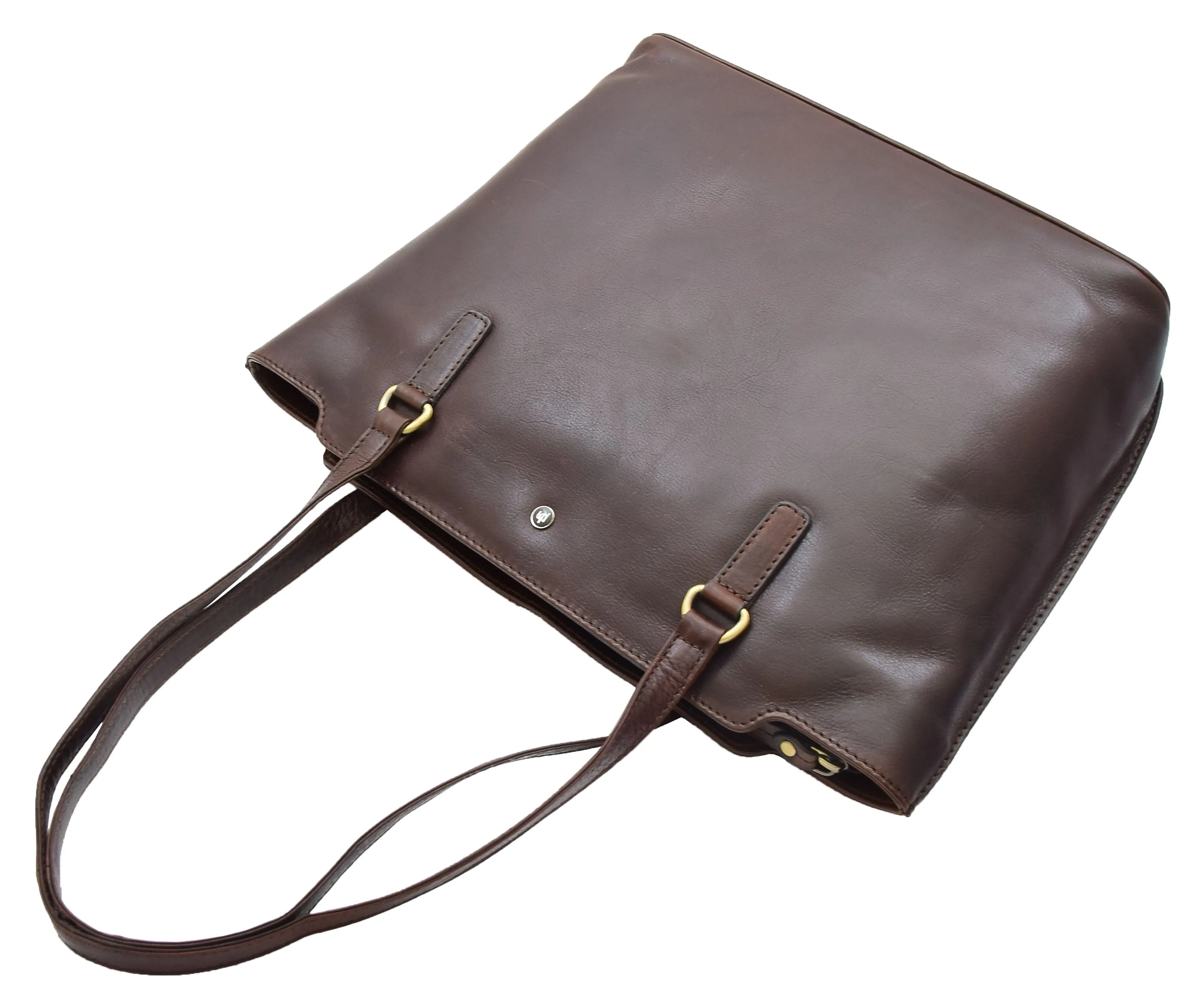DR357 Women's Large Casual Real Leather Shoulder Handbag Brown