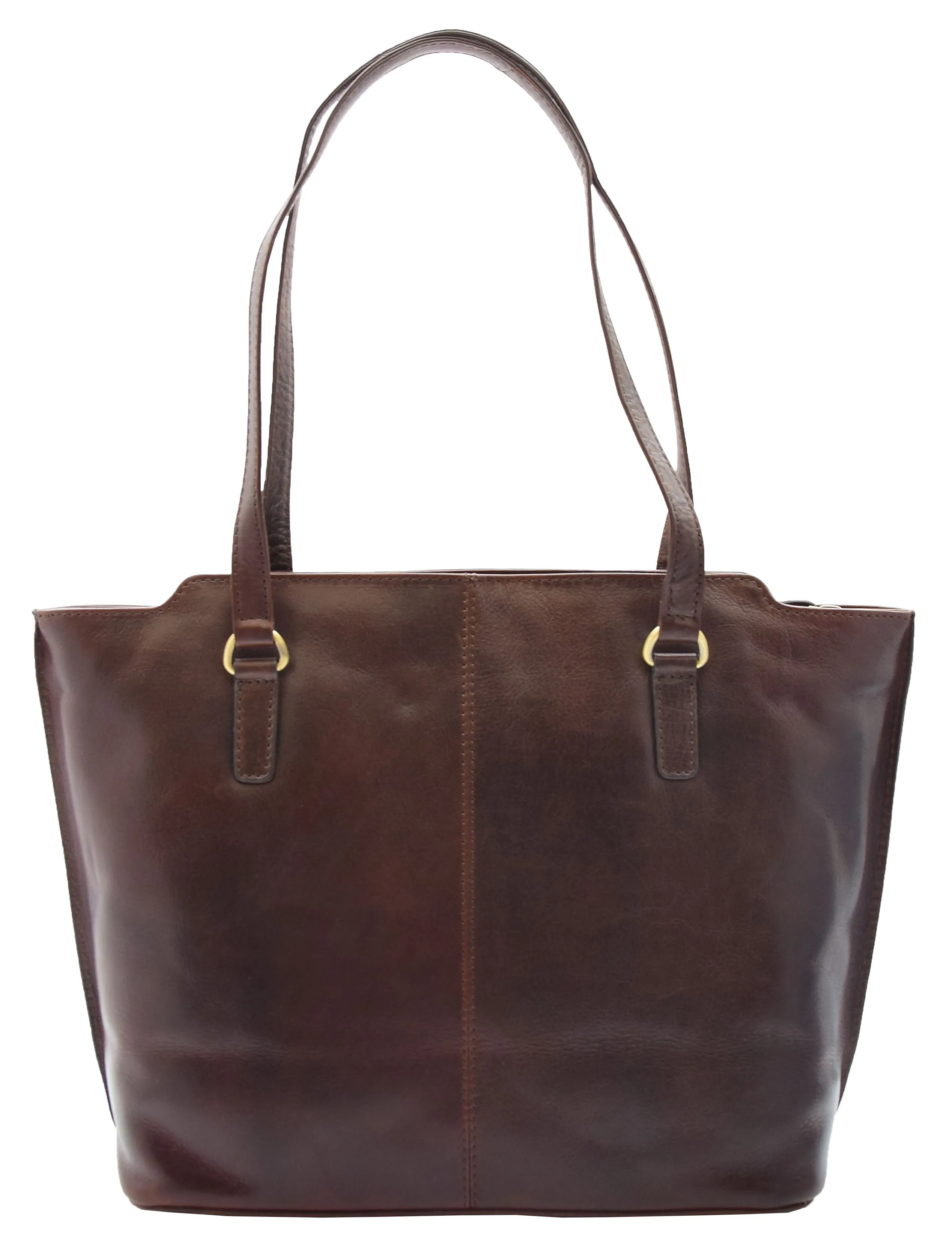 DR357 Women's Large Casual Real Leather Shoulder Handbag Brown