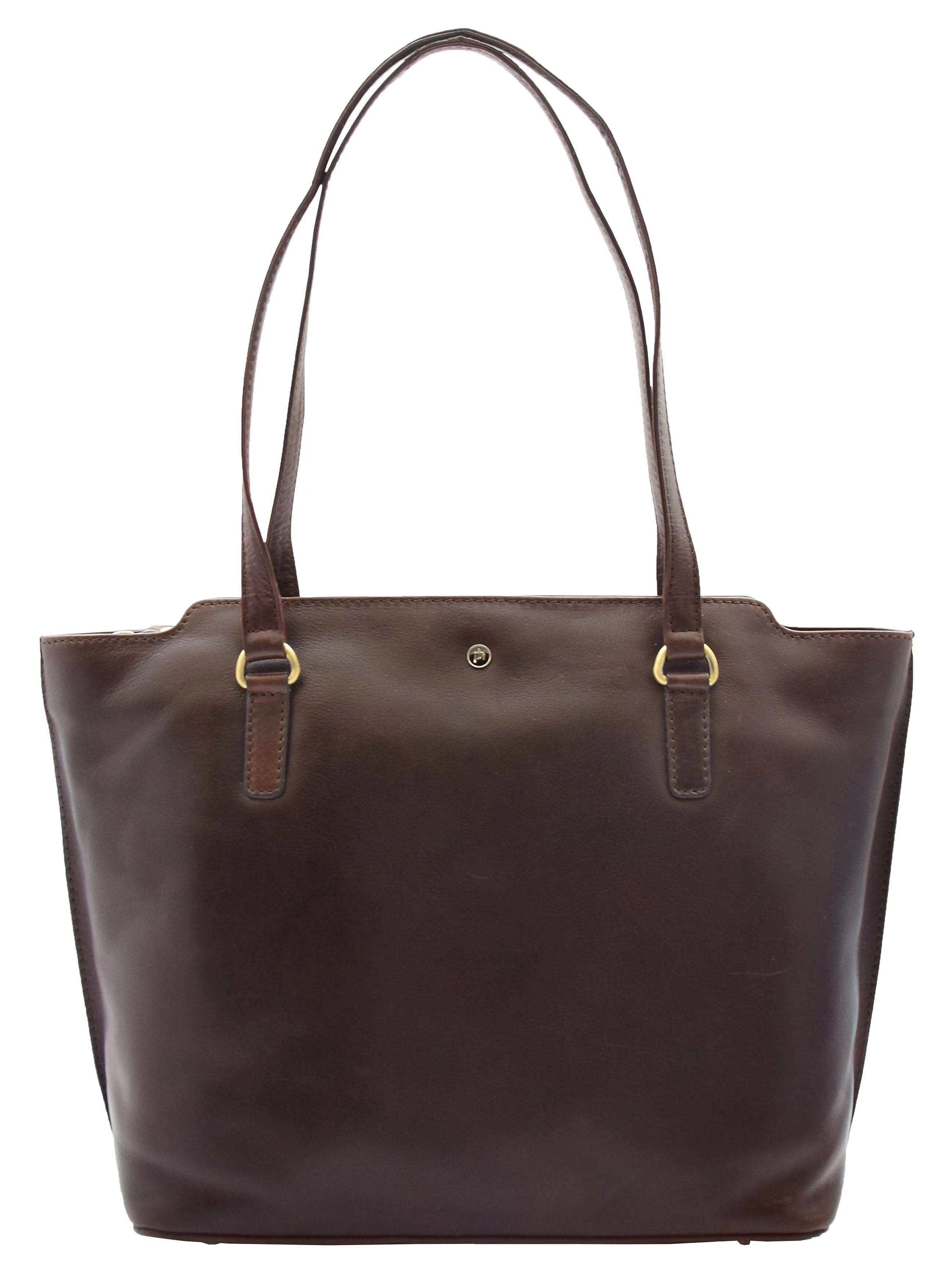 DR357 Women's Large Casual Real Leather Shoulder Handbag Brown