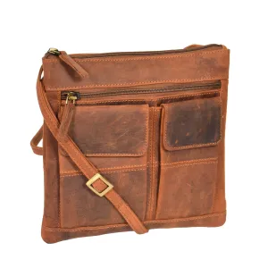 DR369 Women's Soft Leather Flight Sling Bag Tan