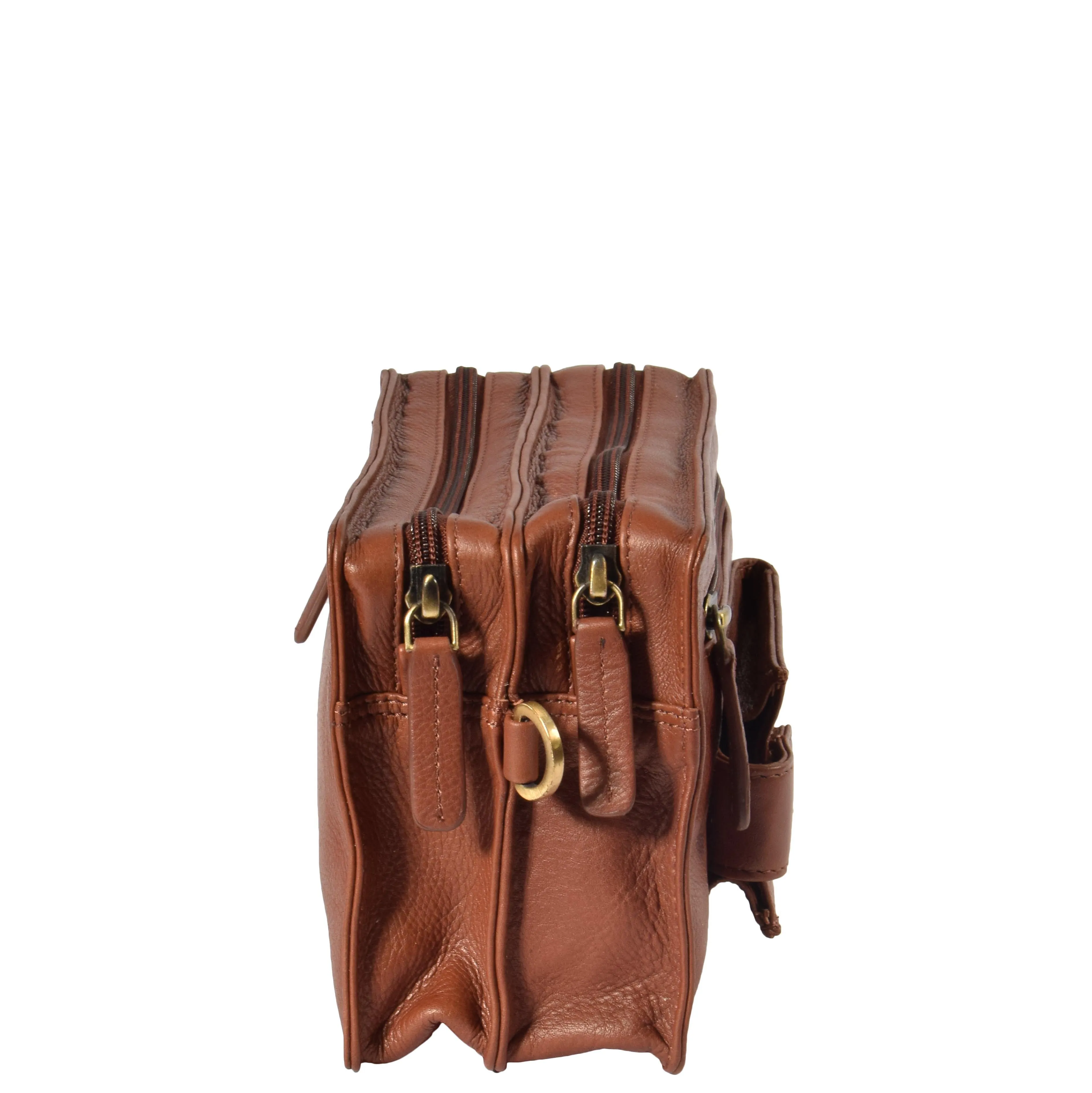 DR378 Real Leather Travel Wrist Pouch Brown