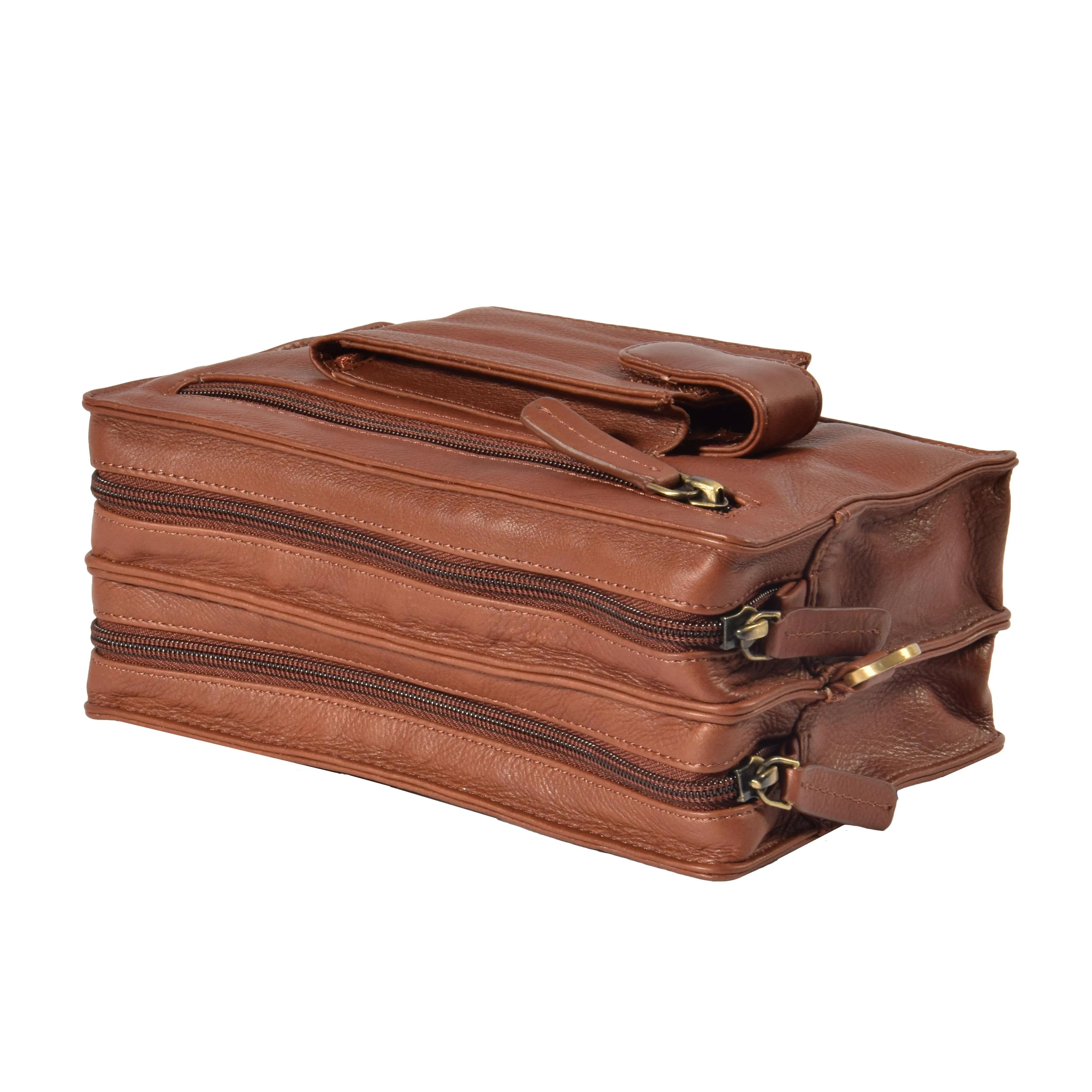 DR378 Real Leather Travel Wrist Pouch Brown