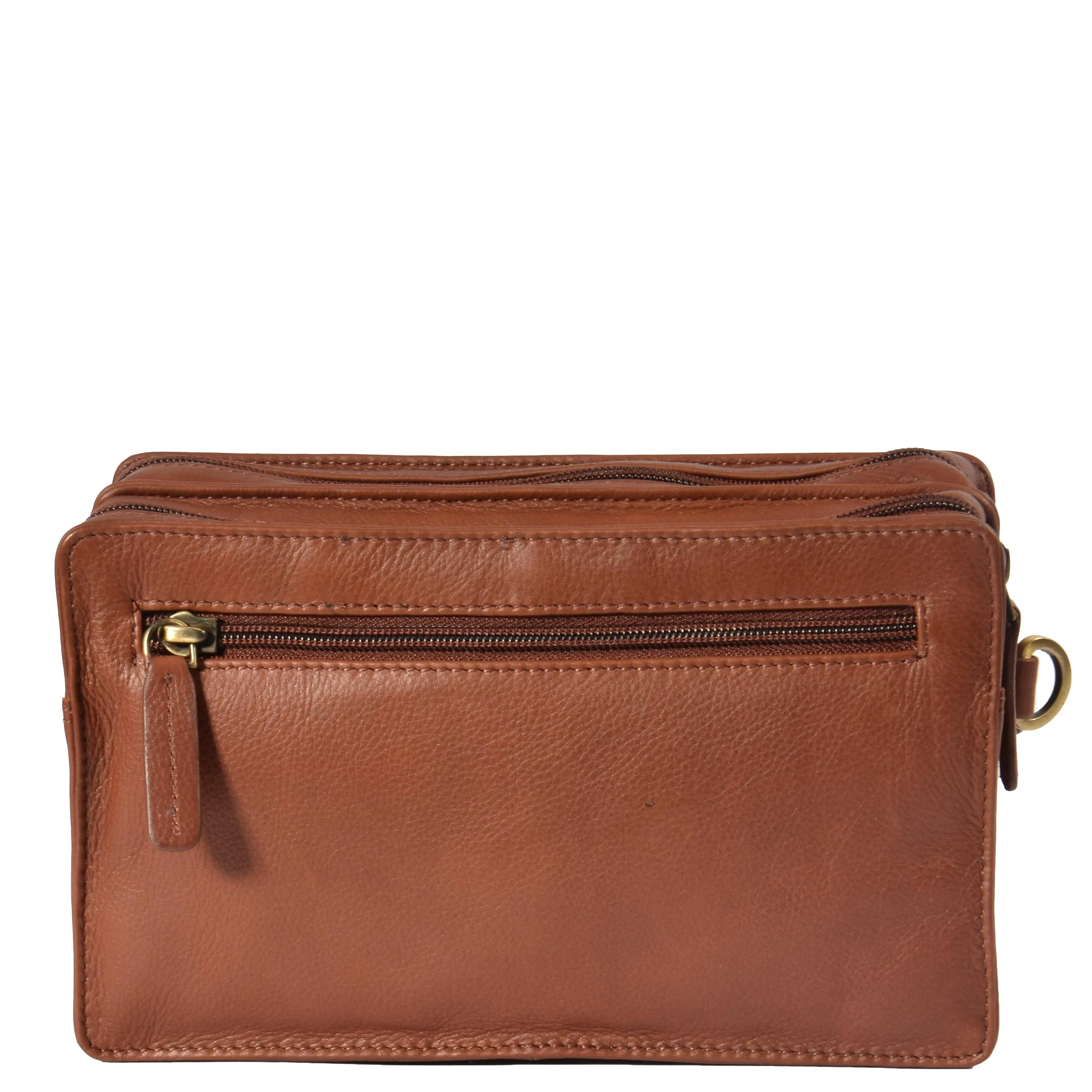 DR378 Real Leather Travel Wrist Pouch Brown