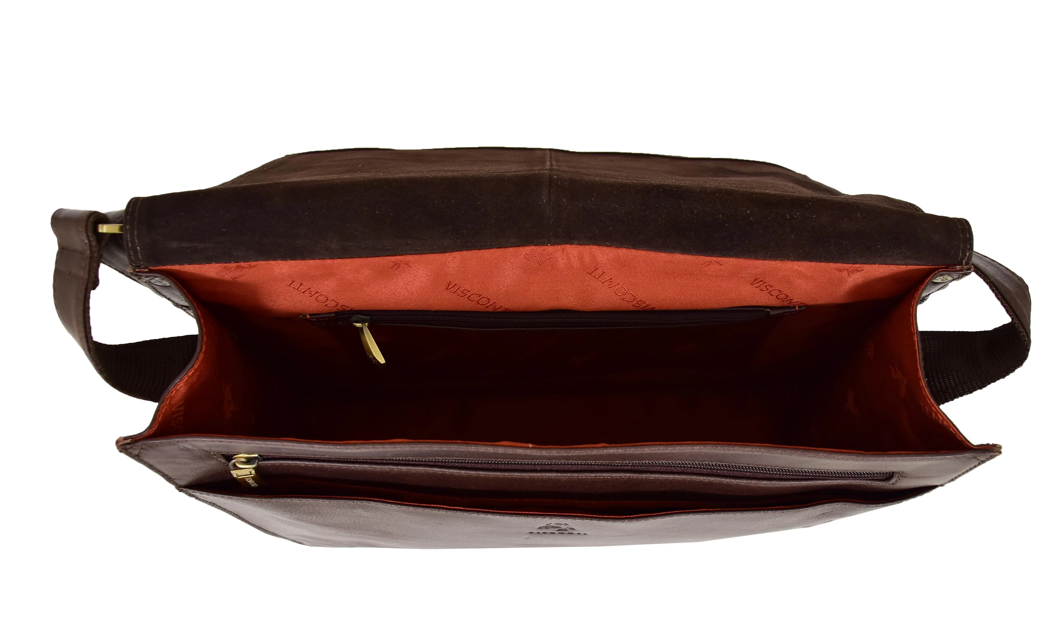 DR384 Men's Leather Cross Body Satchel Bag Brown