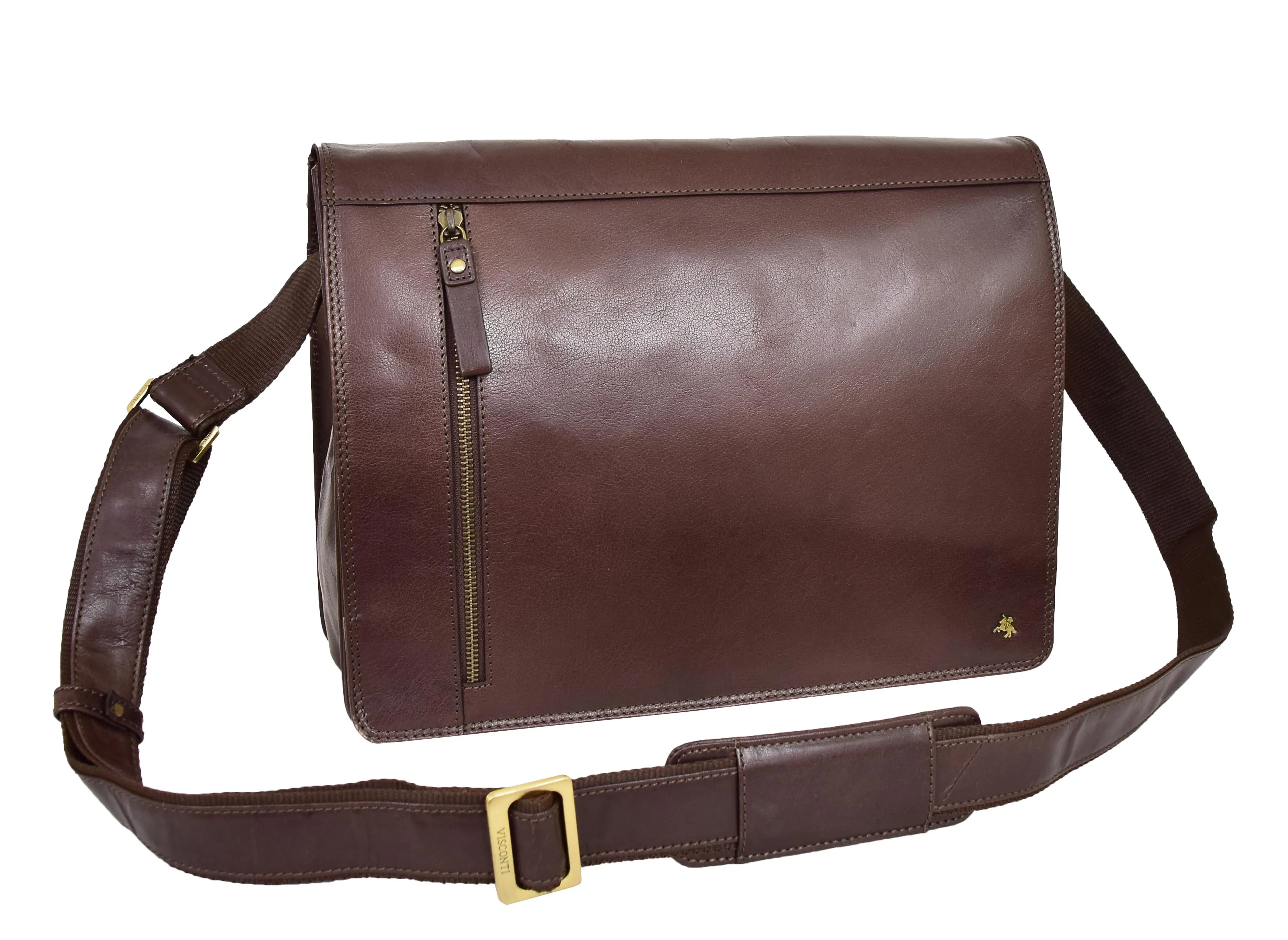 DR384 Men's Leather Cross Body Satchel Bag Brown