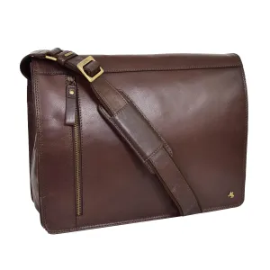 DR384 Men's Leather Cross Body Satchel Bag Brown