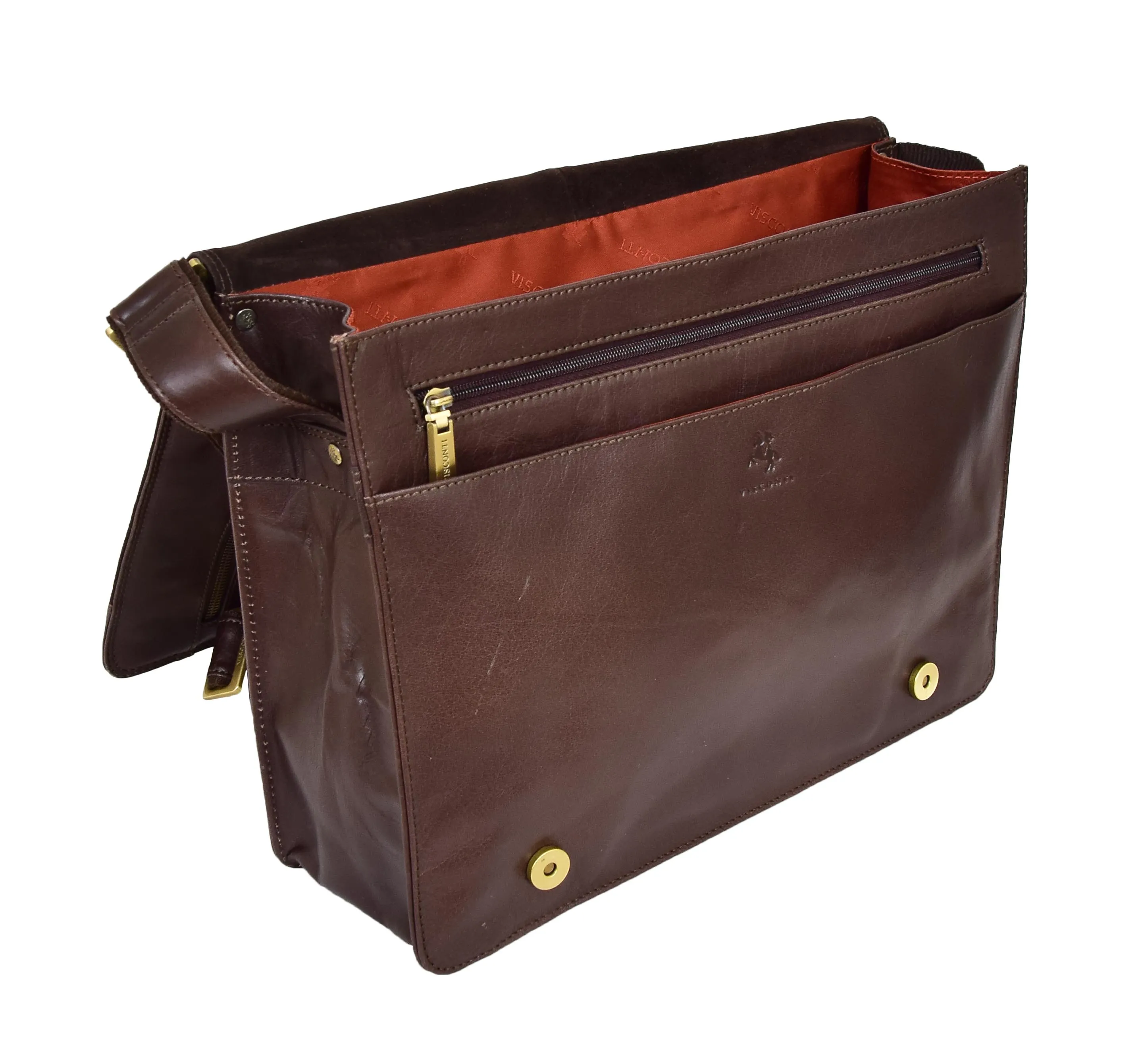 DR384 Men's Leather Cross Body Satchel Bag Brown