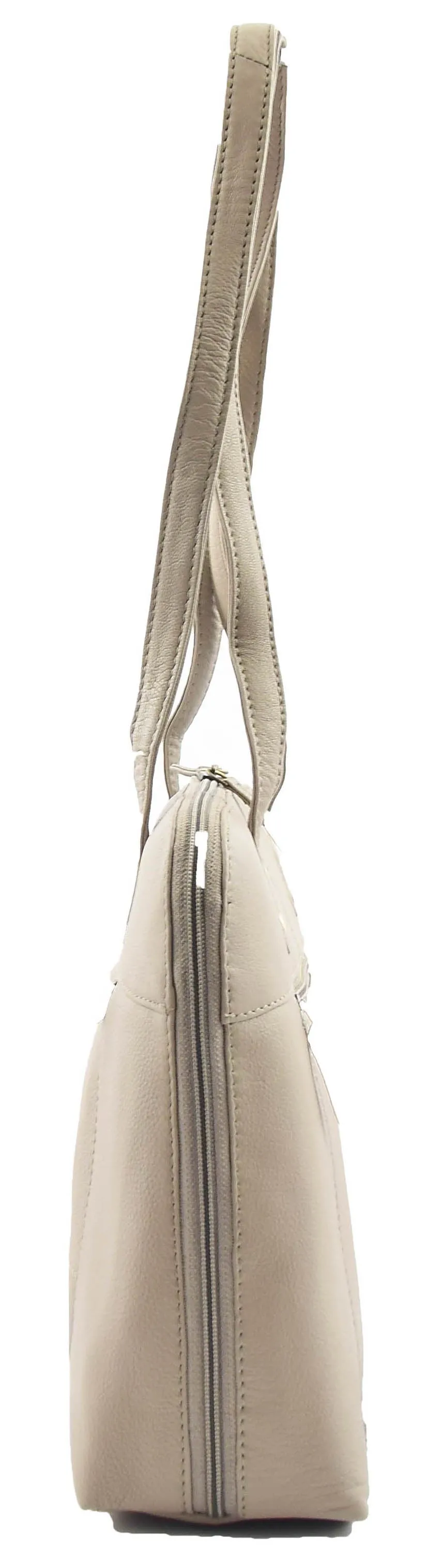 DR461 Women's Real Leather Zip Around Shoulder Bag Taupe