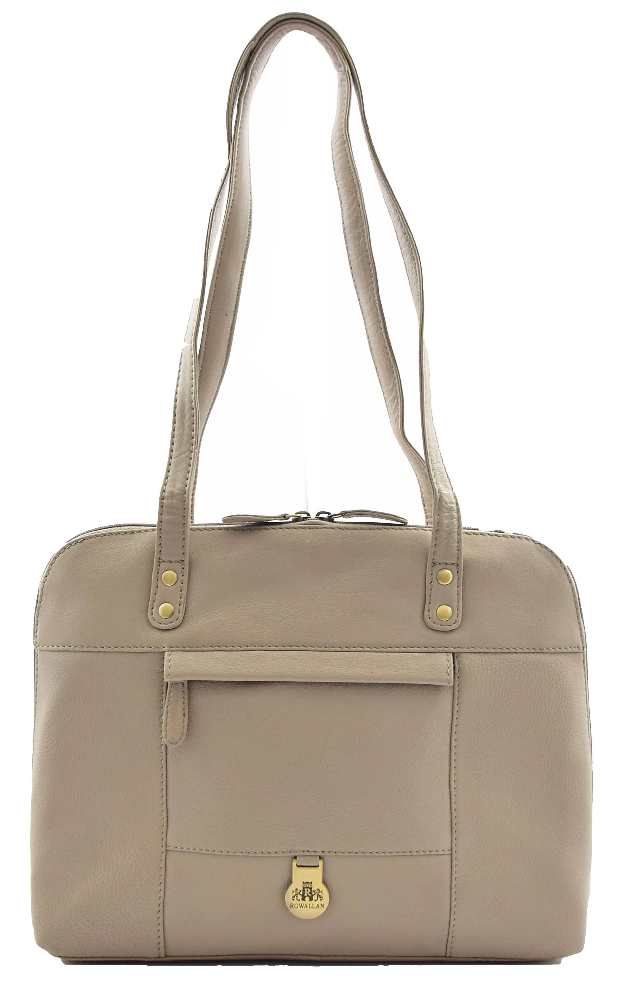DR461 Women's Real Leather Zip Around Shoulder Bag Taupe