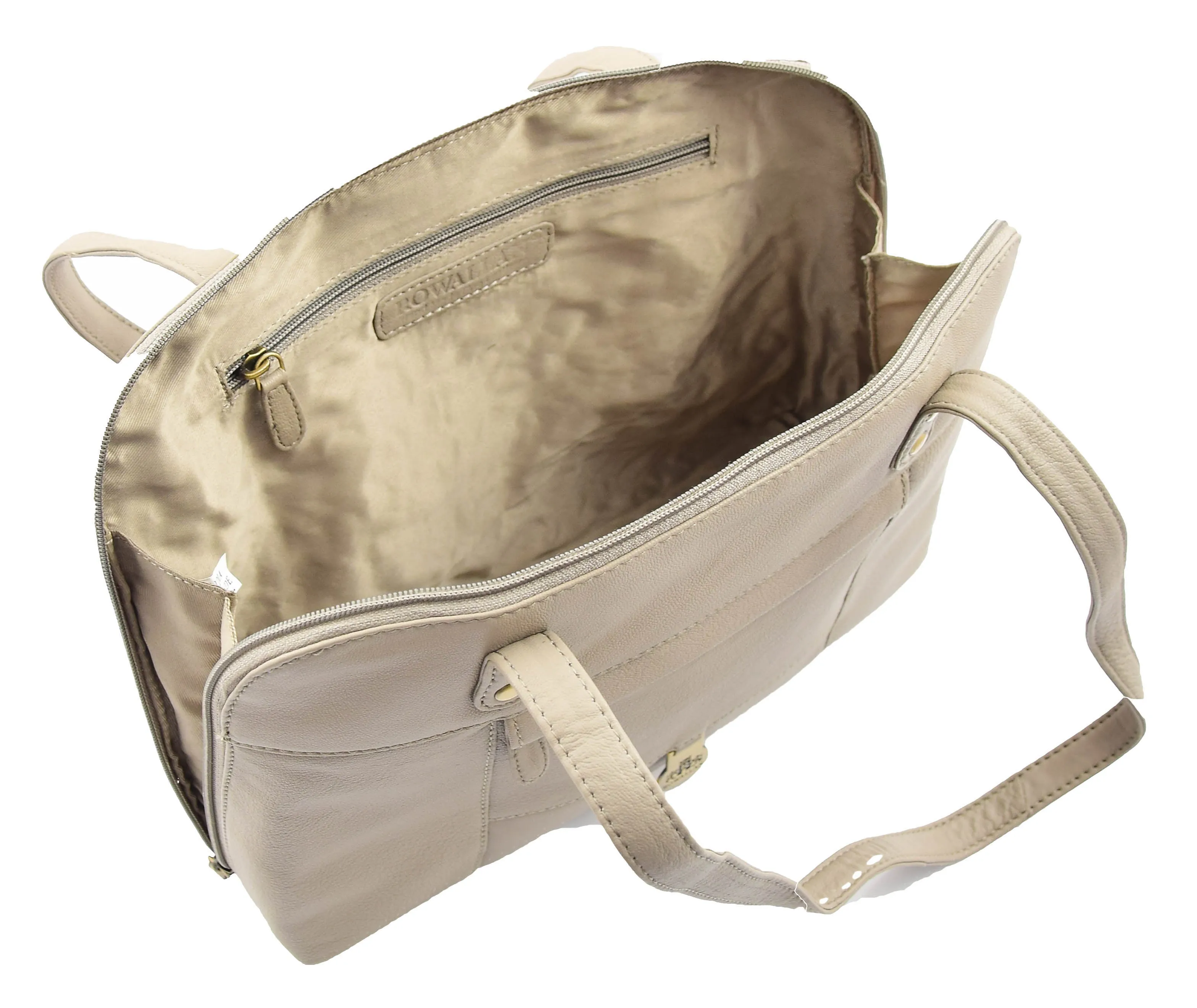 DR461 Women's Real Leather Zip Around Shoulder Bag Taupe