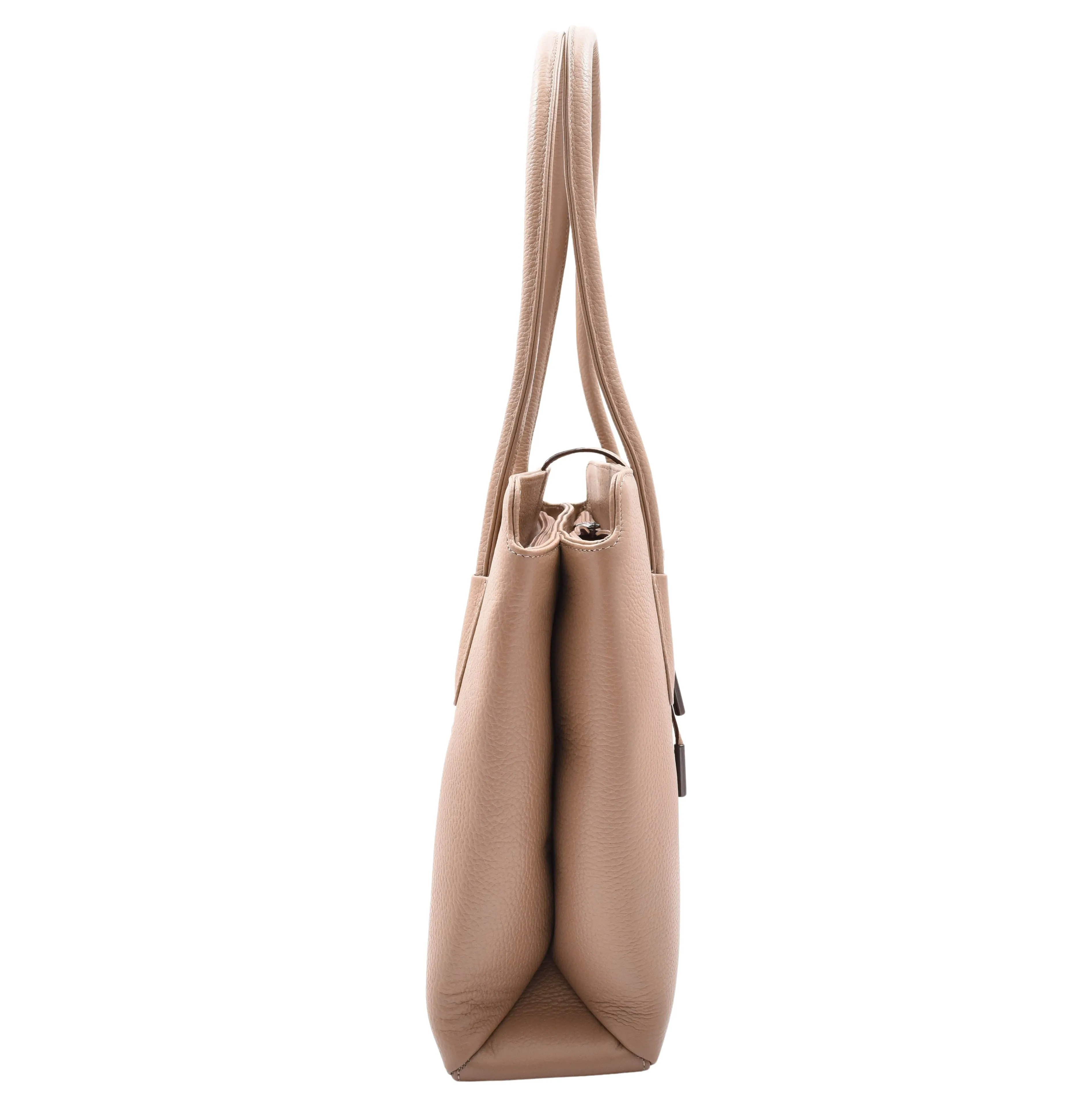 DR590 Women's Stylish Zip Opening Tote Large Shoulder Bag Taupe