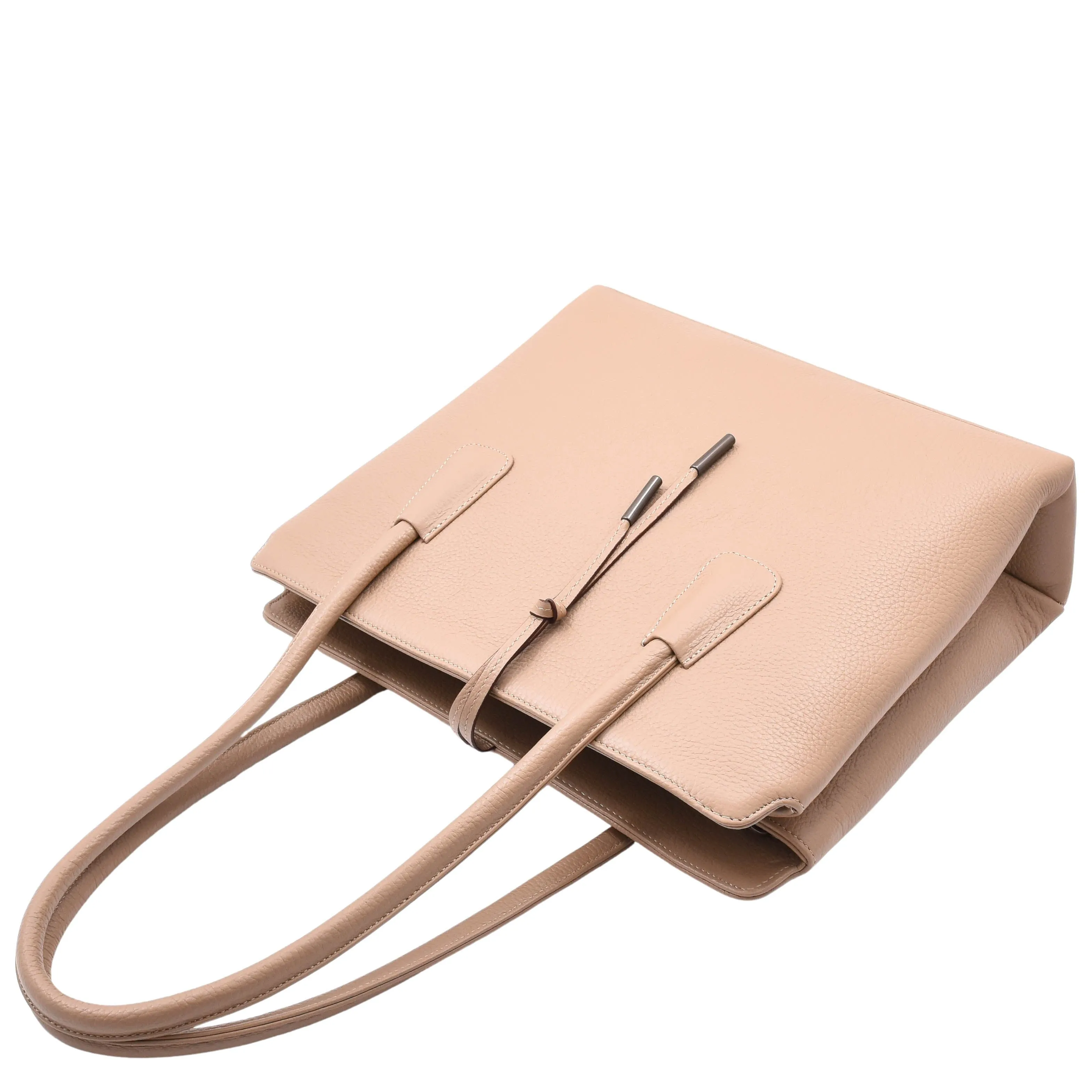 DR590 Women's Stylish Zip Opening Tote Large Shoulder Bag Taupe