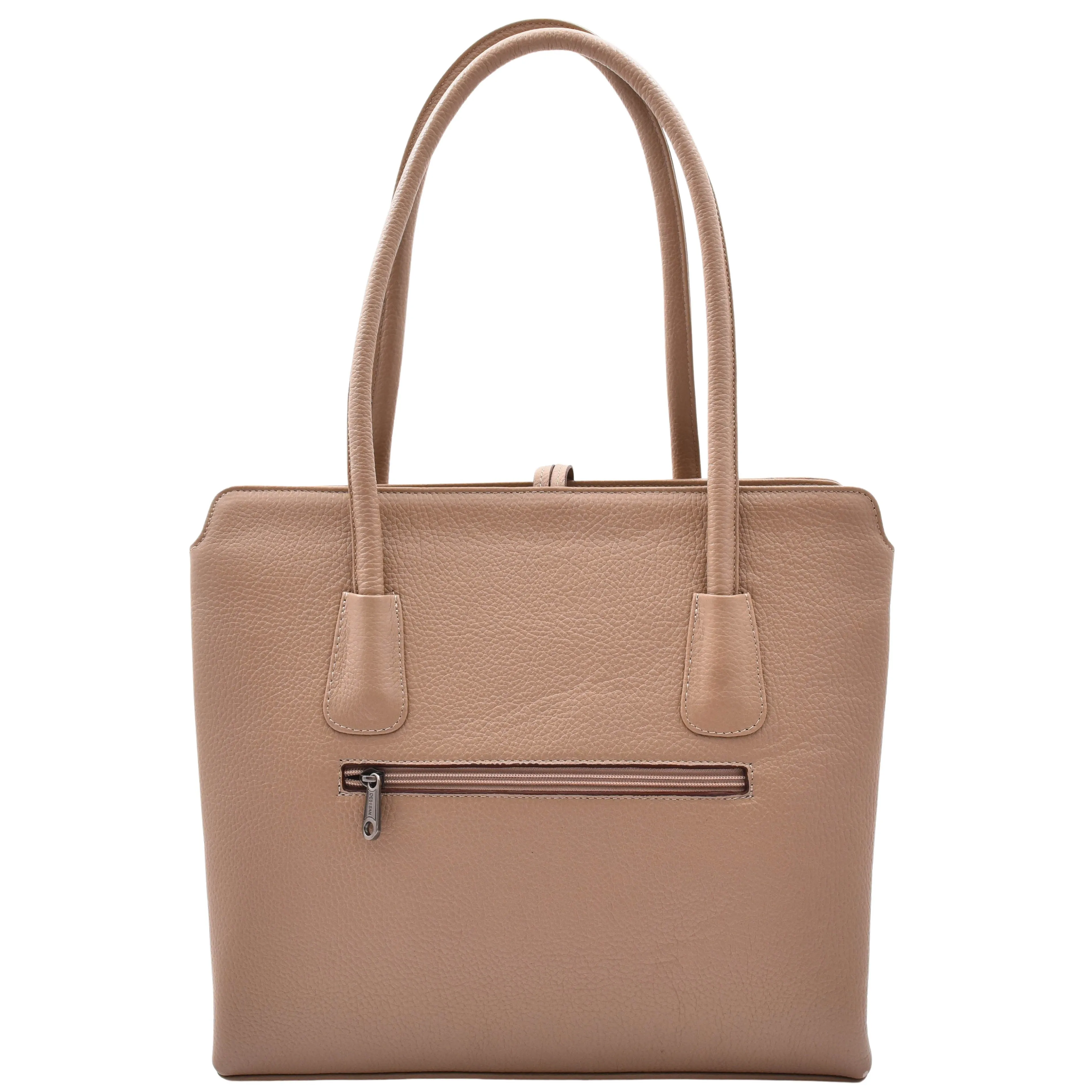 DR590 Women's Stylish Zip Opening Tote Large Shoulder Bag Taupe