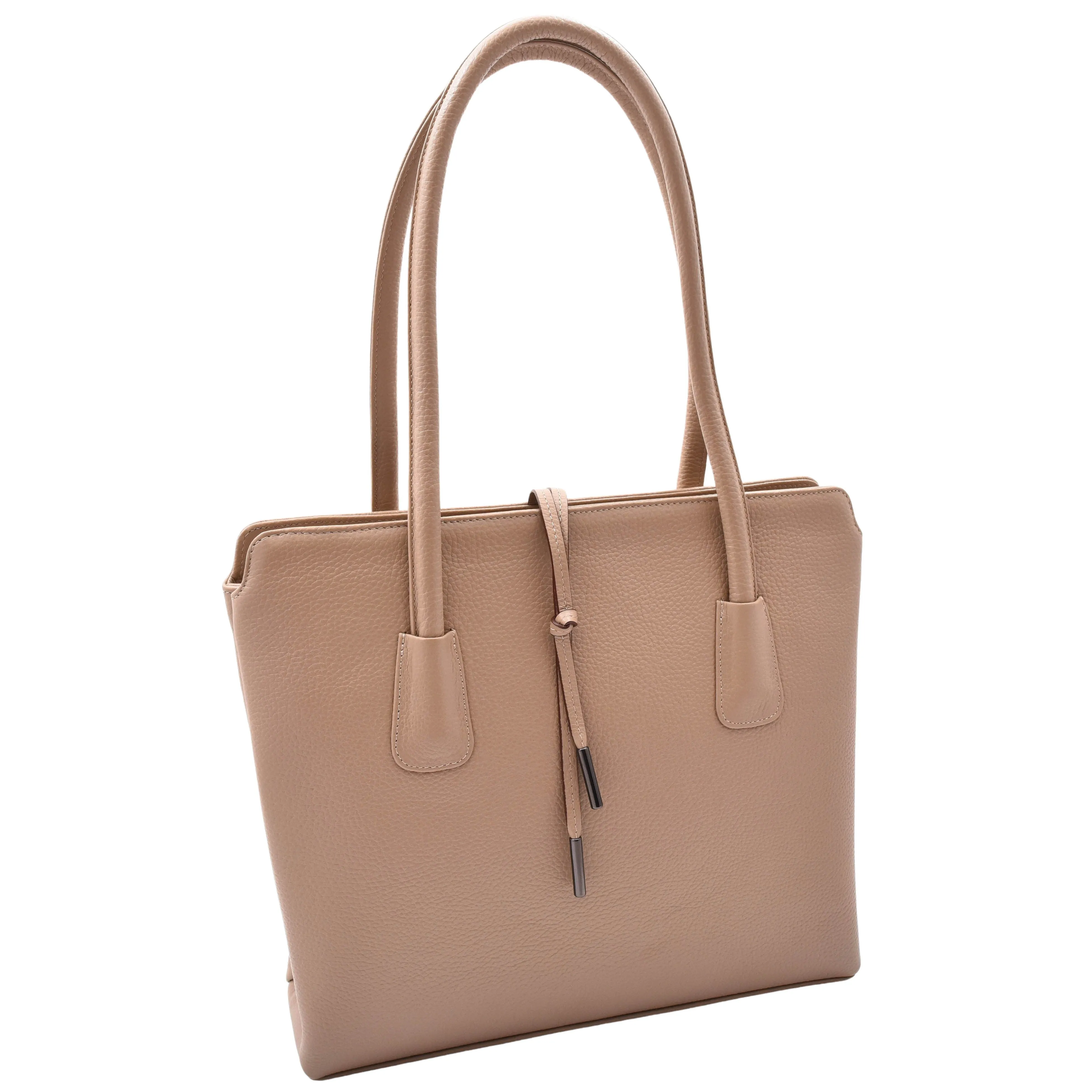 DR590 Women's Stylish Zip Opening Tote Large Shoulder Bag Taupe