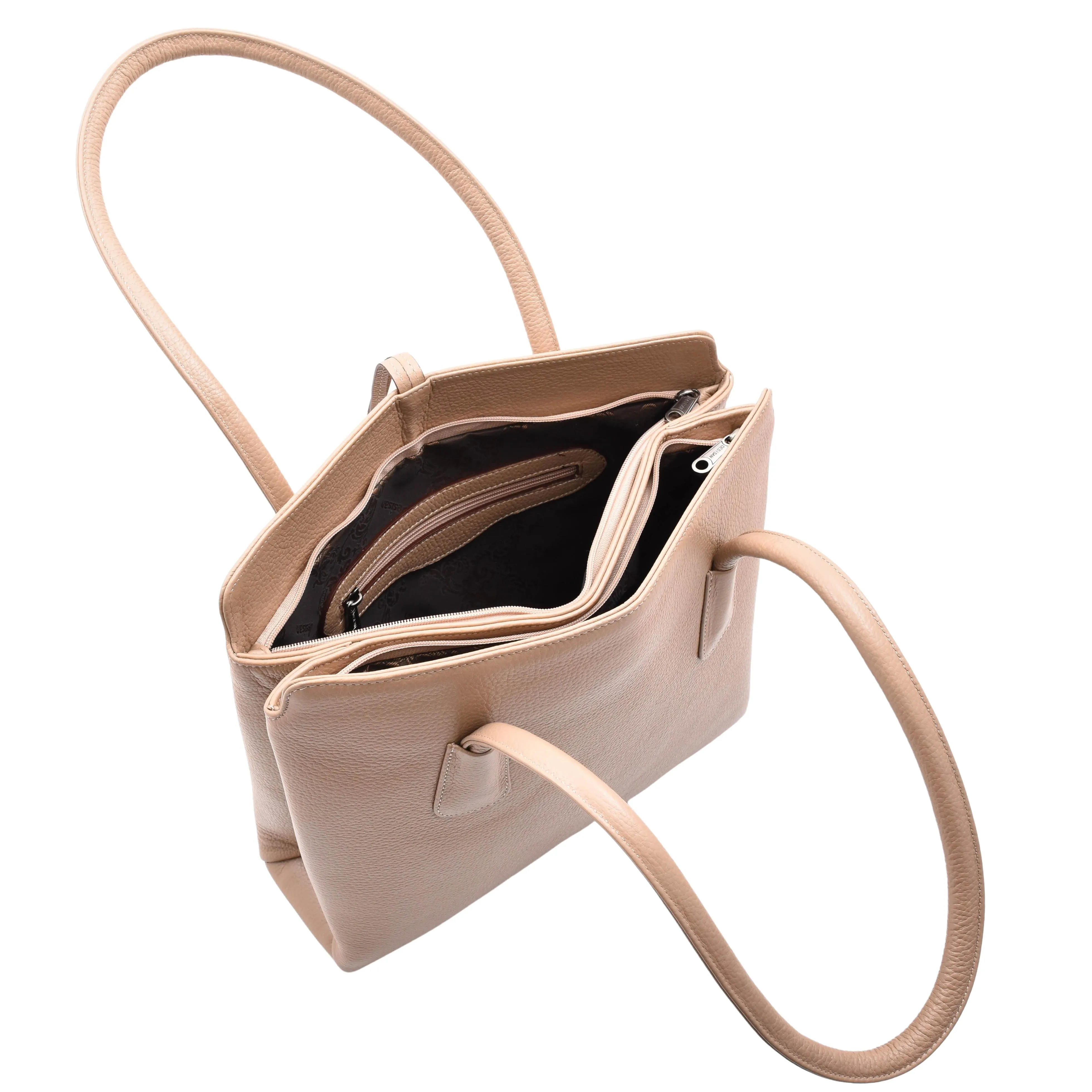 DR590 Women's Stylish Zip Opening Tote Large Shoulder Bag Taupe