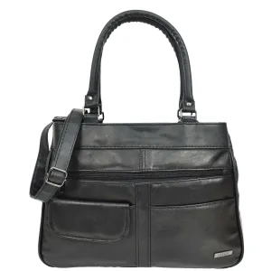 DR667 Women's Soft Genuine Leather Large Shoulder Bag Black