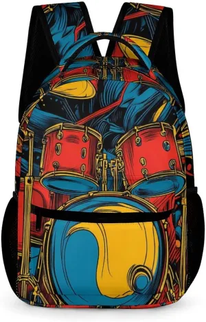 Drum Music Abstract Art Cute Backpack Shoulders Bag Casual Daypacks Travel Back Pack for Camping Hiking