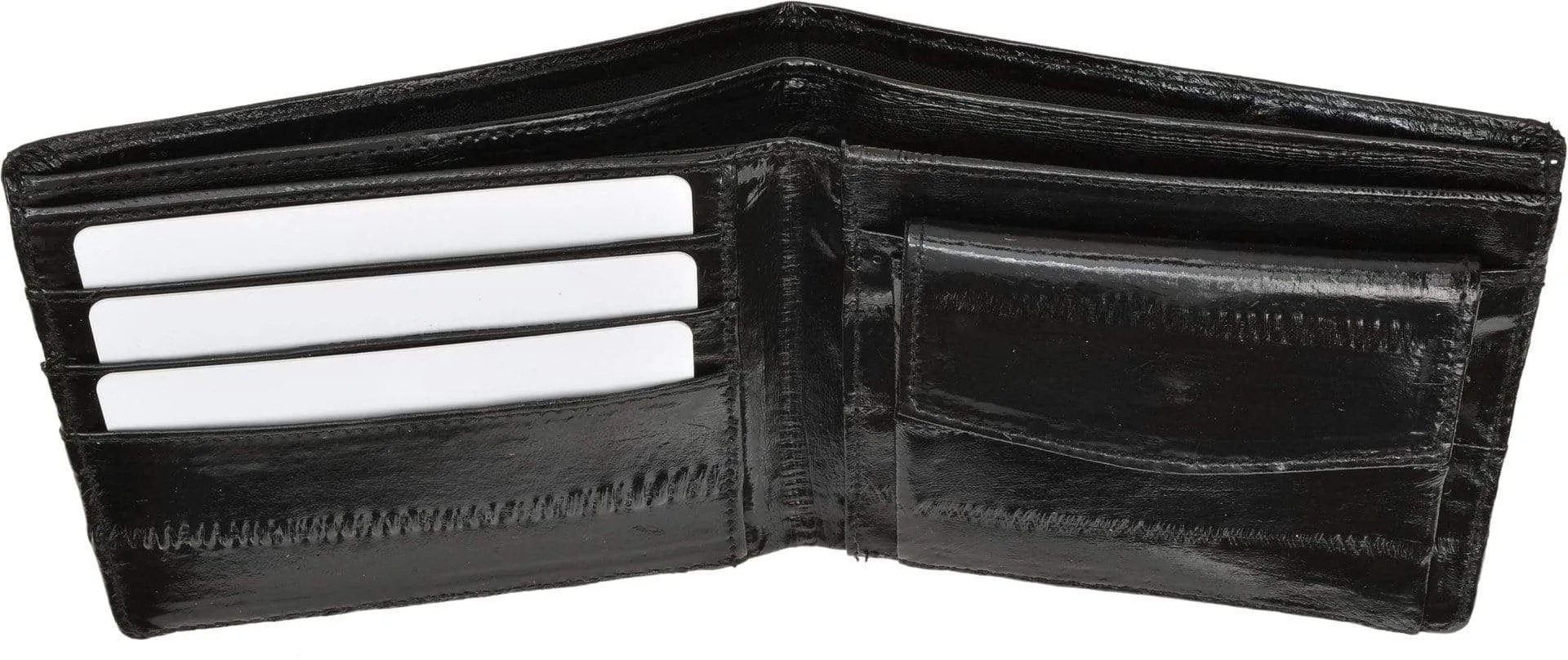 Eel Skin Soft Leather Bifold Credit Card Wallet with Coin Pouch E 59