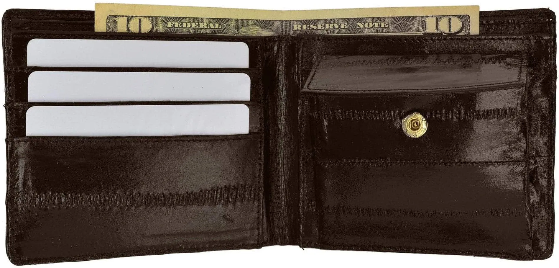 Eel Skin Soft Leather Bifold Credit Card Wallet with Coin Pouch E 59