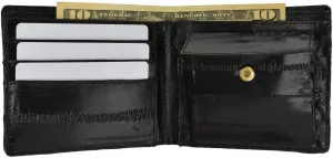 Eel Skin Soft Leather Bifold Credit Card Wallet with Coin Pouch E 59
