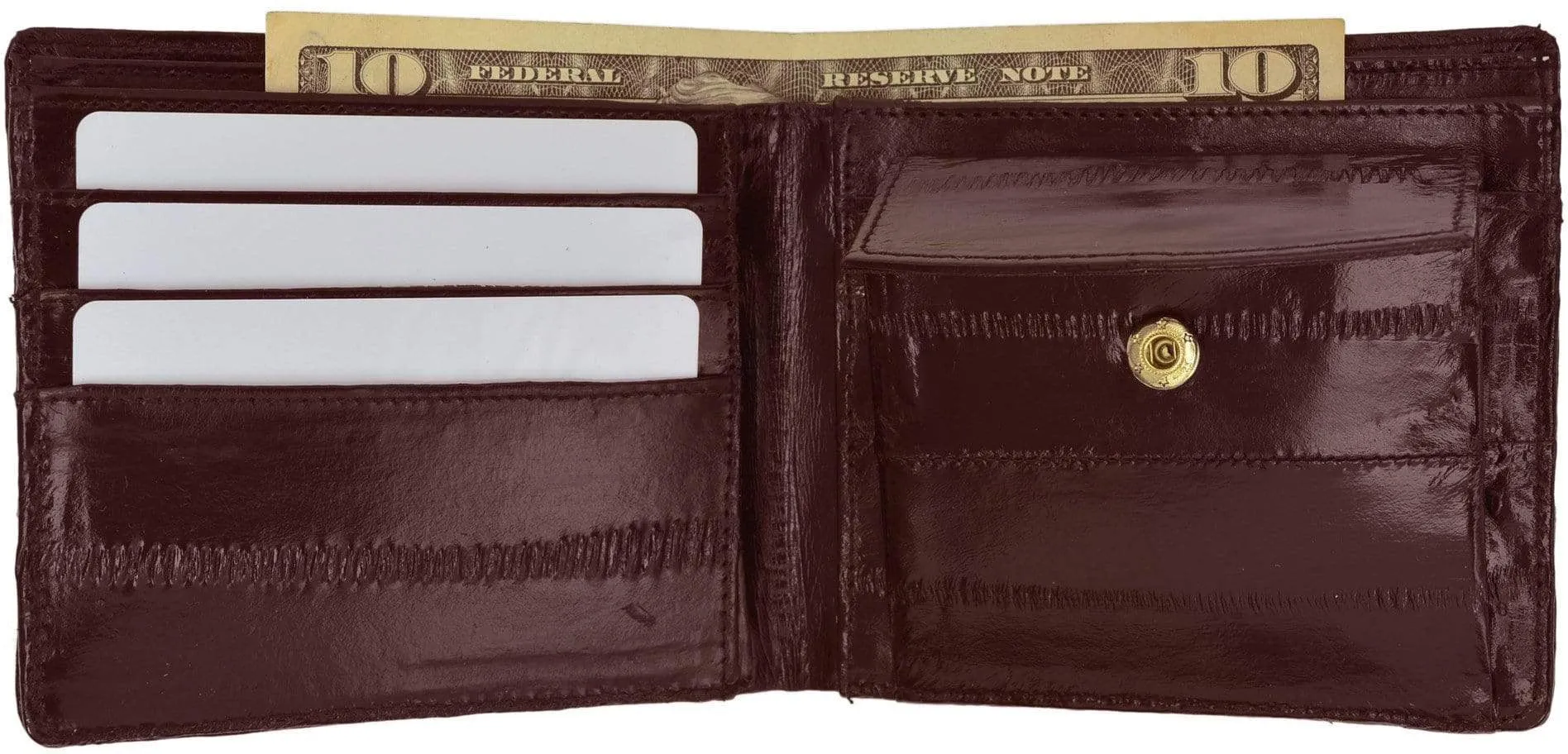 Eel Skin Soft Leather Bifold Credit Card Wallet with Coin Pouch E 59